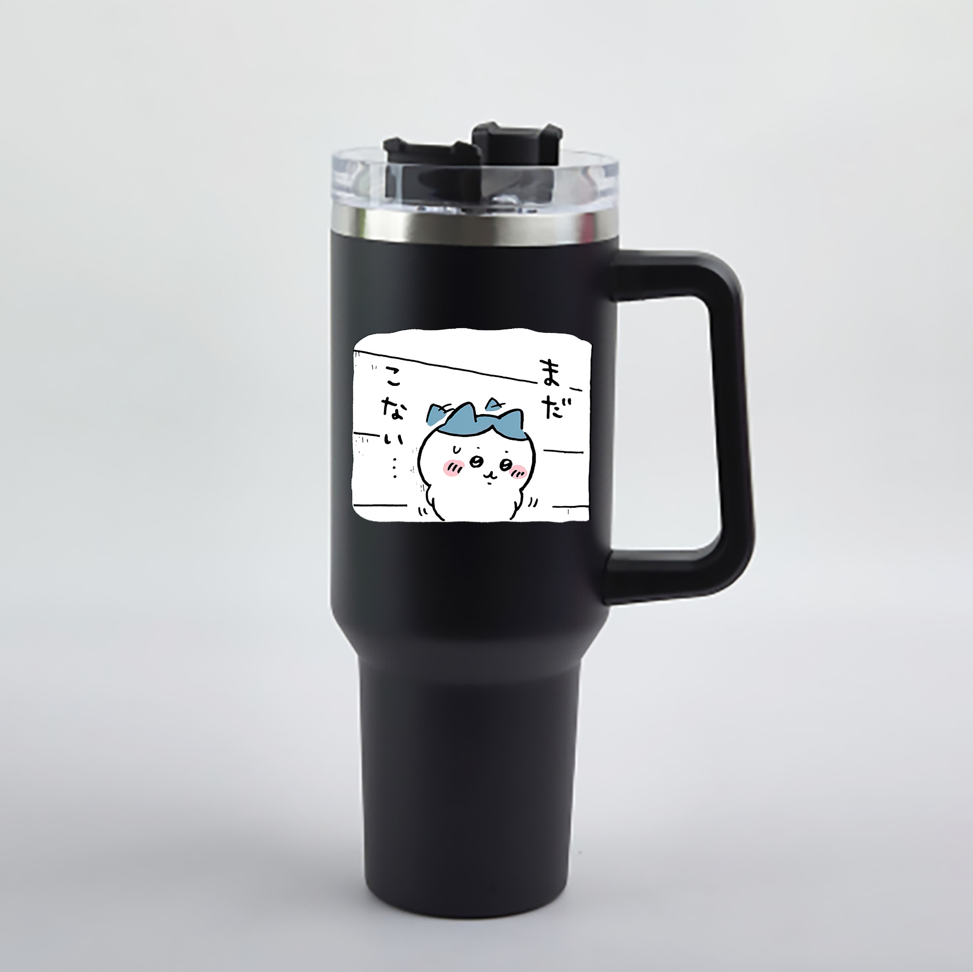 （画像用） ちいかわ ハチワレ Chii-kawa hachiware 1200mL車用タンブラー - クリスタルステッカー（プラスチックストロー付き）