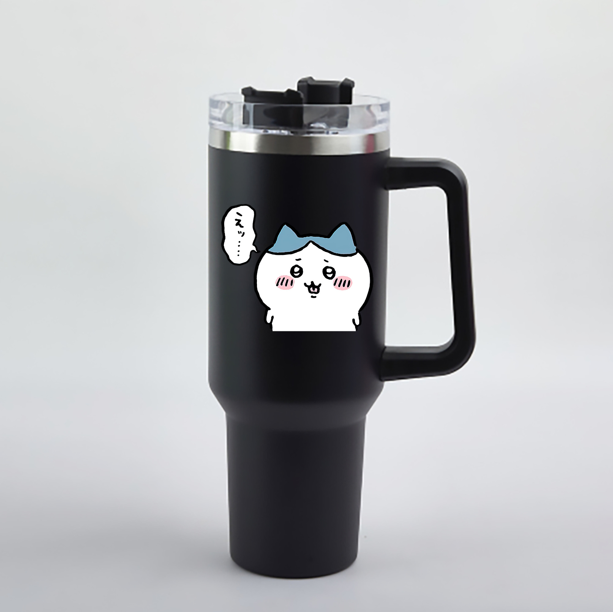 （画像用） ちいかわ ハチワレ Chii-kawa hachiware 1200mL車用タンブラー - クリスタルステッカー（プラスチックストロー付き）