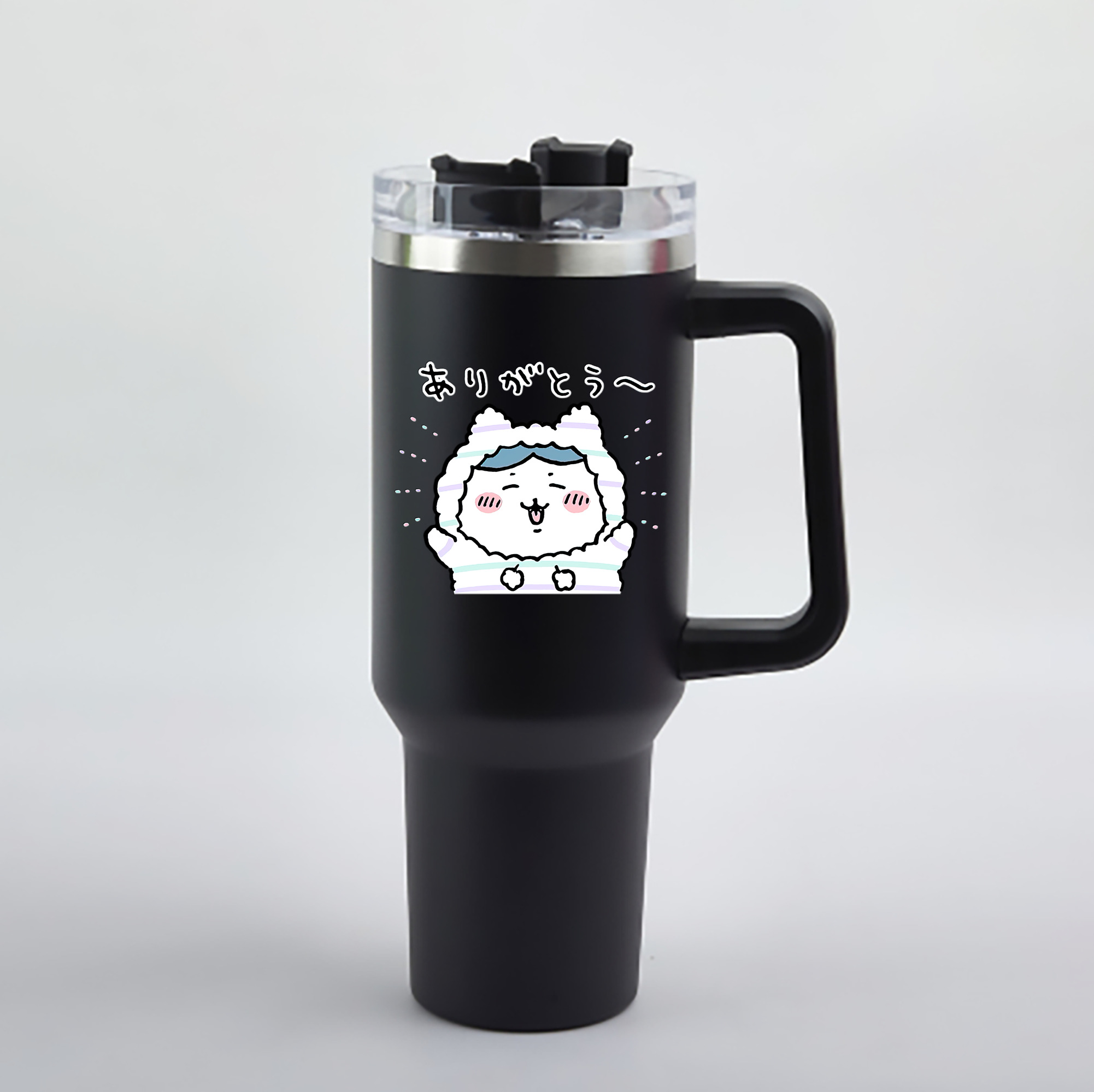 （画像用） ちいかわ ハチワレ Chii-kawa hachiware 1200mL車用タンブラー - クリスタルステッカー（プラスチックストロー付き）