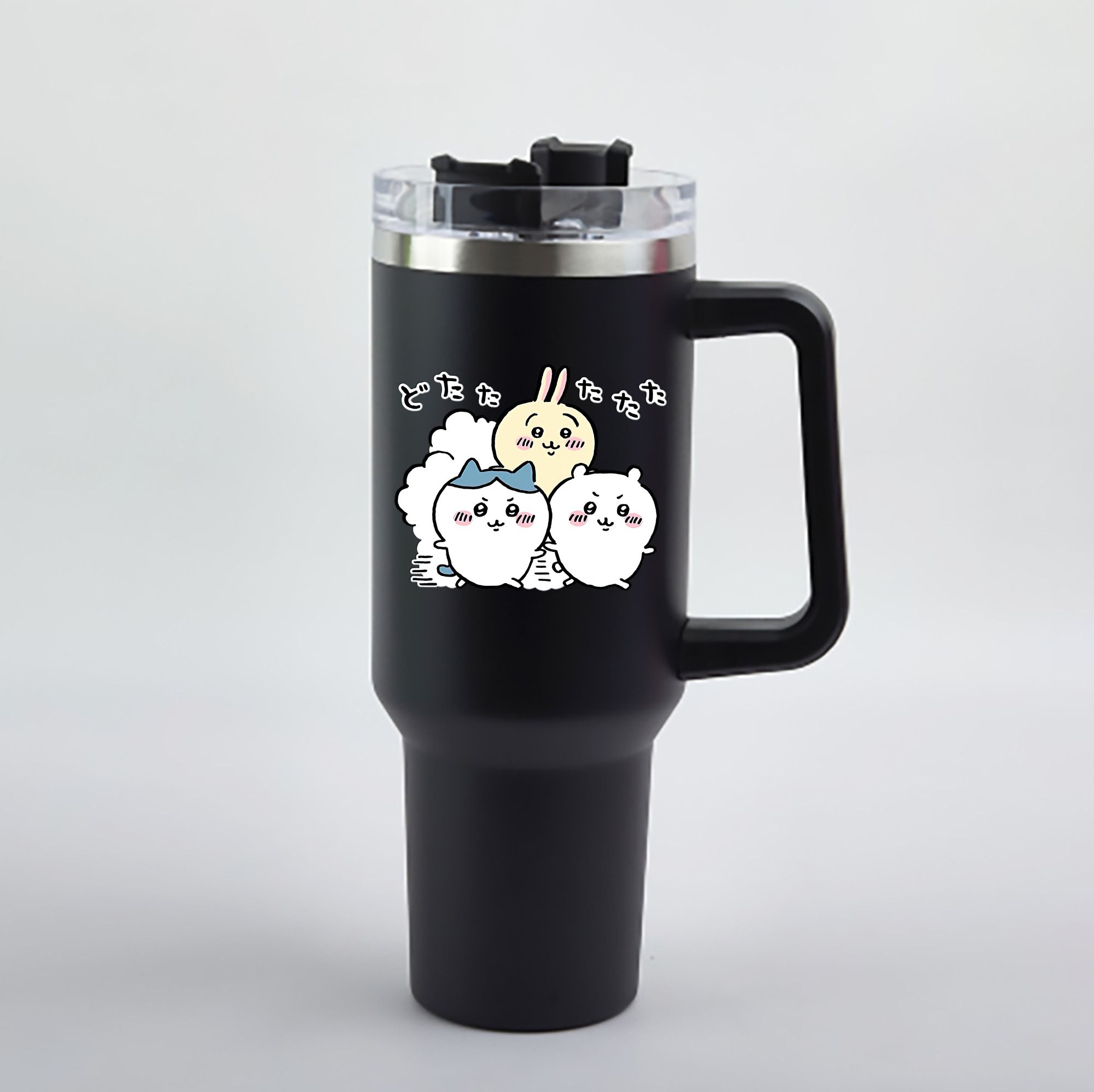 （画像用） ちいかわ ハチワレ Chii-kawa hachiware 1200mL車用タンブラー - クリスタルステッカー（プラスチックストロー付き）