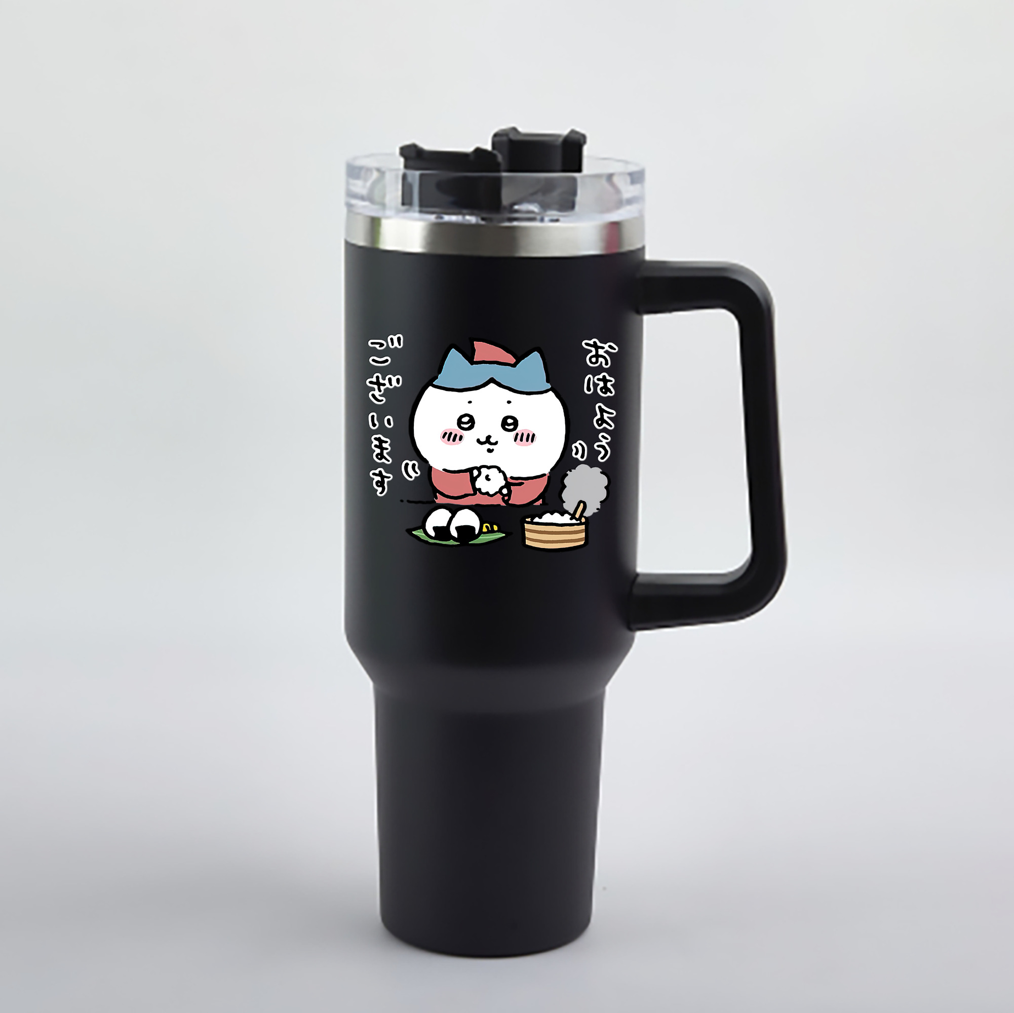 （画像用） ちいかわ ハチワレ Chii-kawa hachiware 1200mL車用タンブラー - クリスタルステッカー（プラスチックストロー付き）