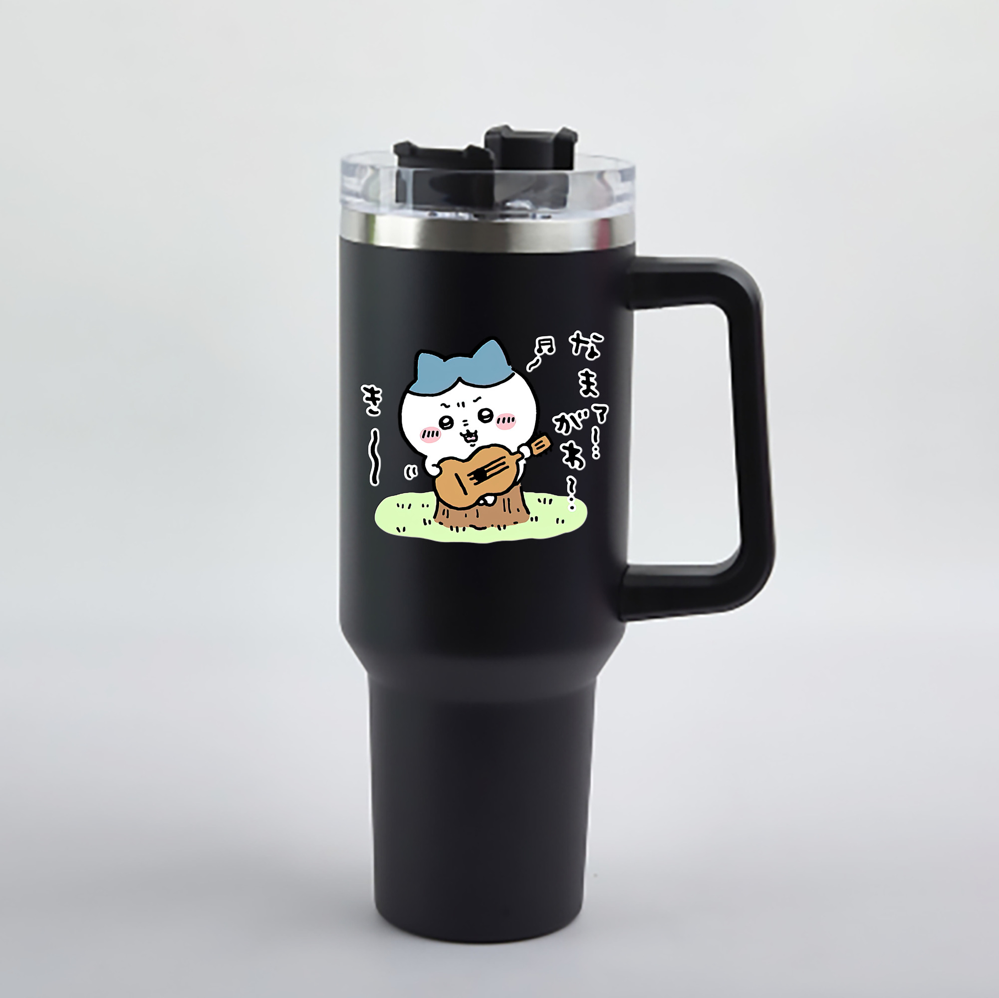 （画像用） ちいかわ ハチワレ Chii-kawa hachiware 1200mL車用タンブラー - クリスタルステッカー（プラスチックストロー付き）