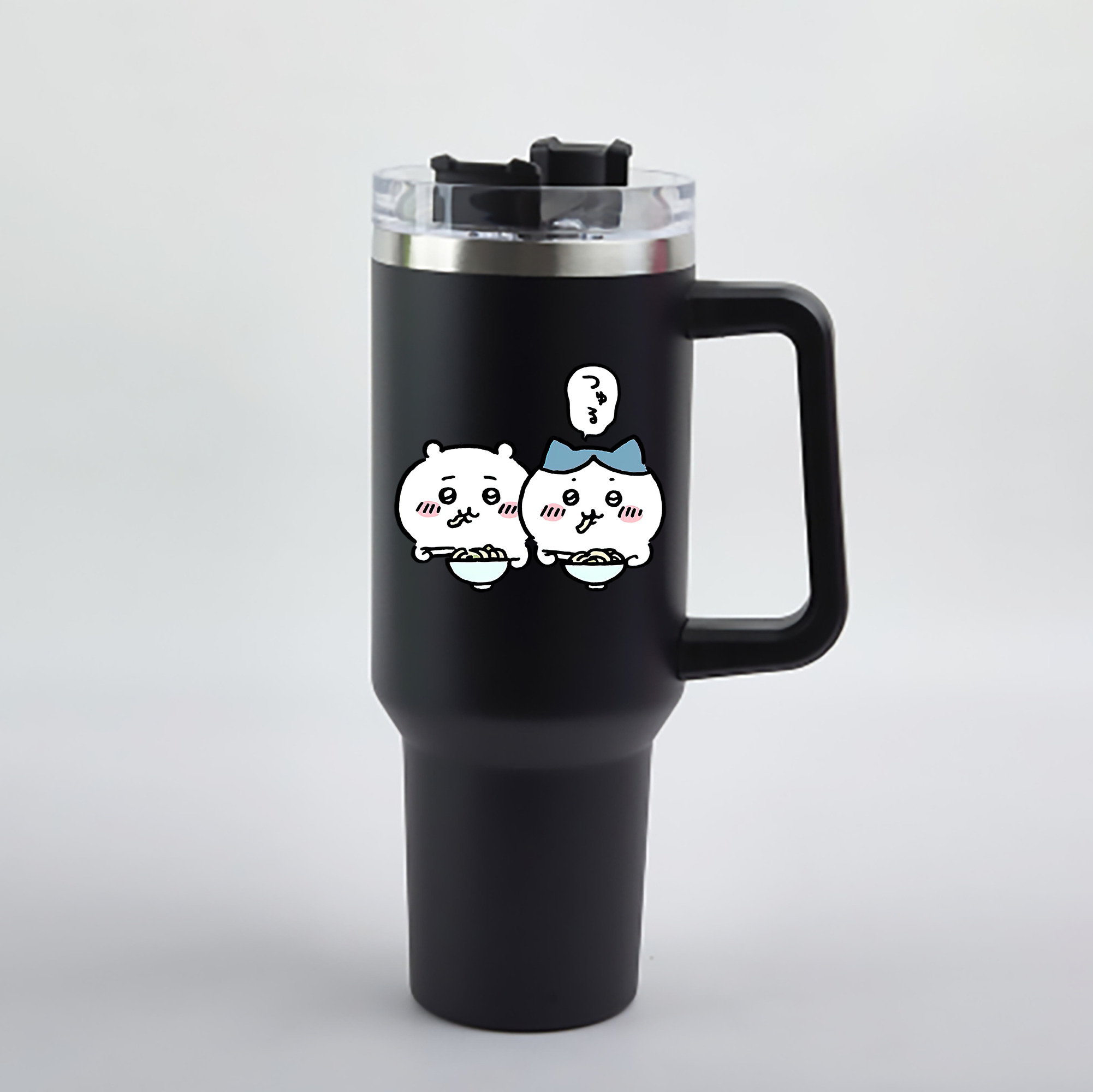 （画像用） ちいかわ ハチワレ Chii-kawa hachiware 1200mL車用タンブラー - クリスタルステッカー（プラスチックストロー付き）