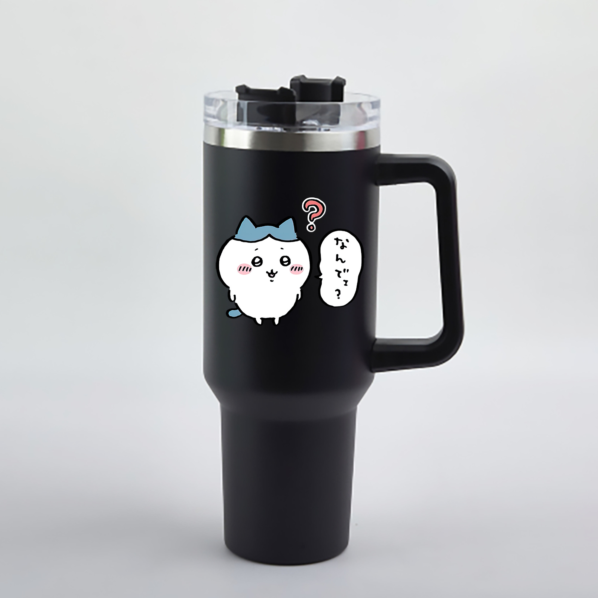 （画像用） ちいかわ ハチワレ Chii-kawa hachiware 1200mL車用タンブラー - クリスタルステッカー（プラスチックストロー付き）
