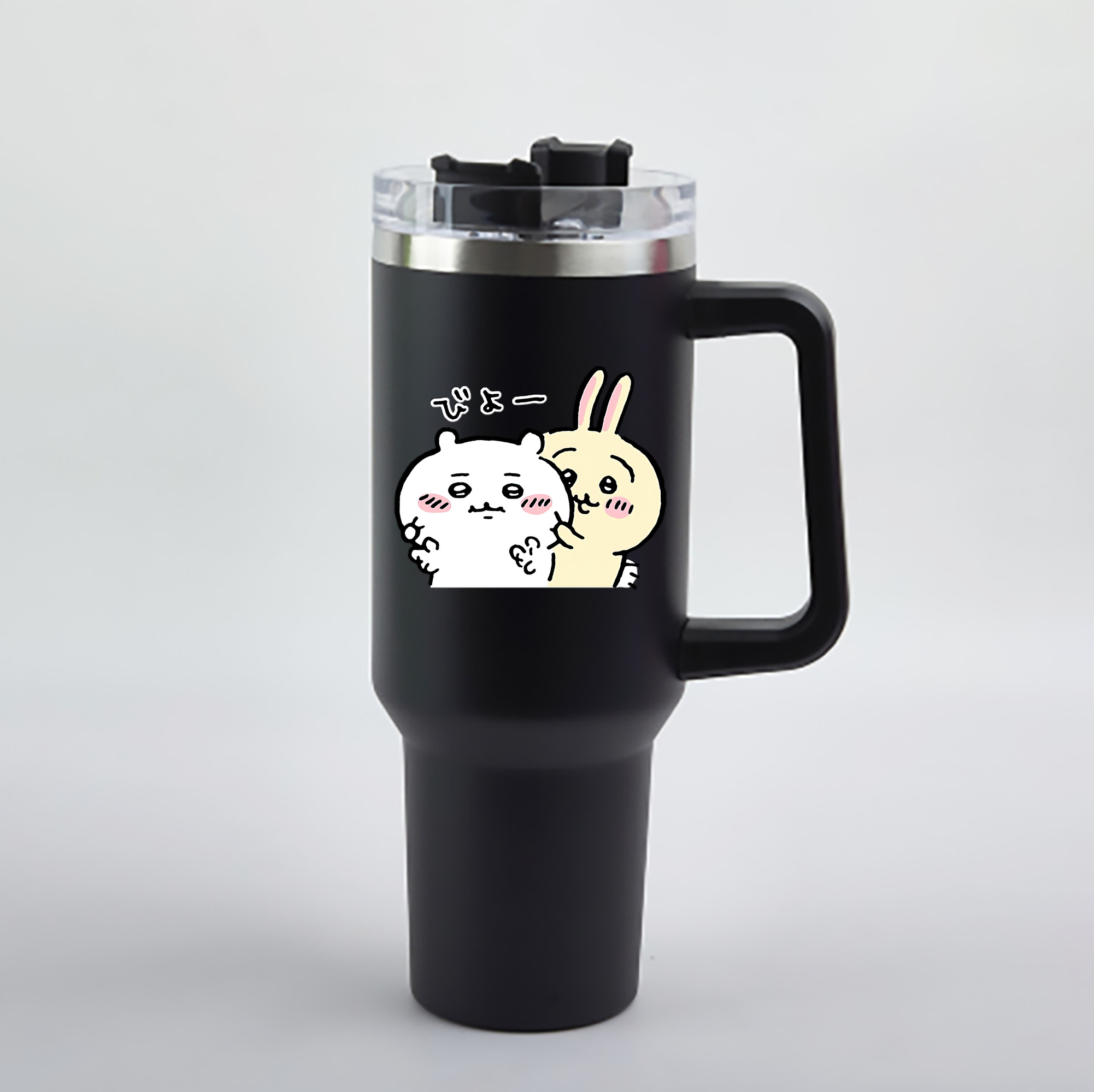 （画像用） ちいかわ うさぎ Chii-kawa usagi 1200mL車用タンブラー - クリスタルステッカー（プラスチックストロー付き）