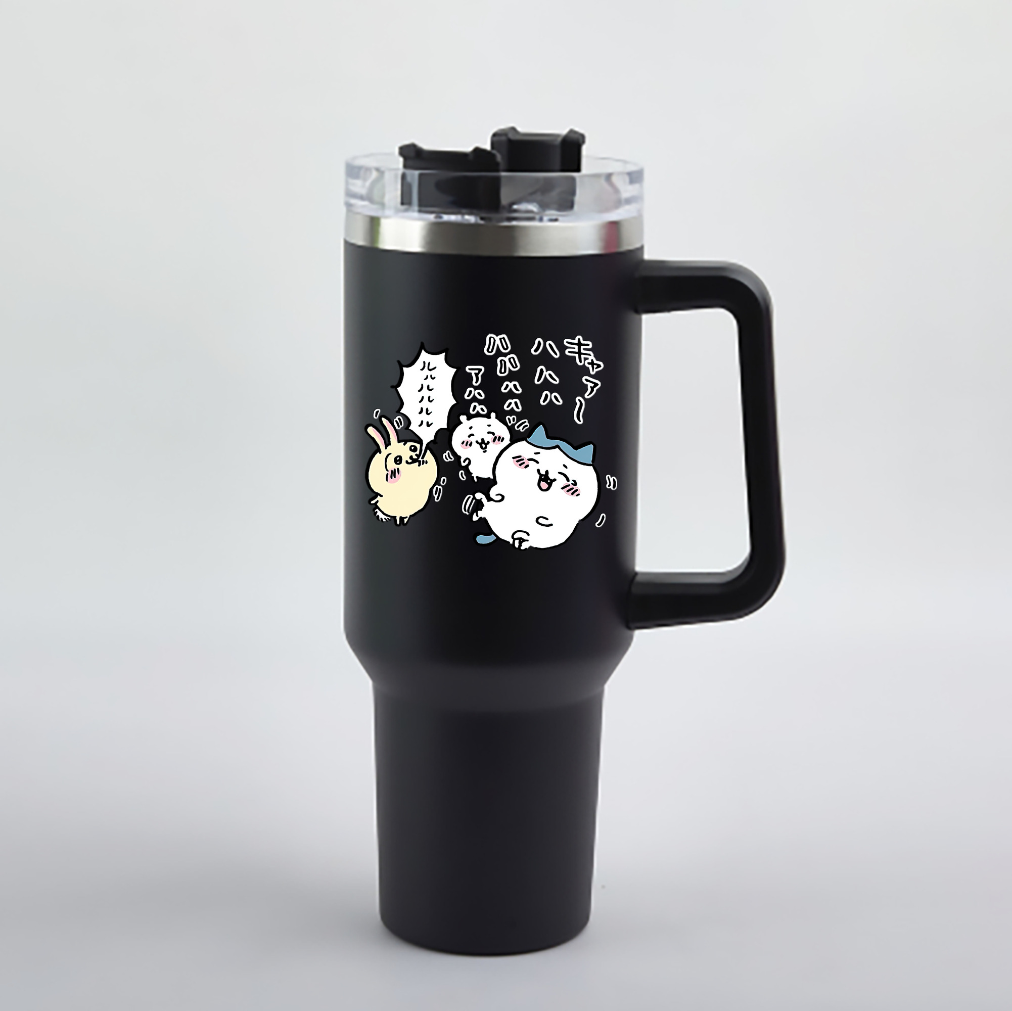 （画像用） ちいかわ うさぎ Chii-kawa usagi 1200mL車用タンブラー - クリスタルステッカー（プラスチックストロー付き）