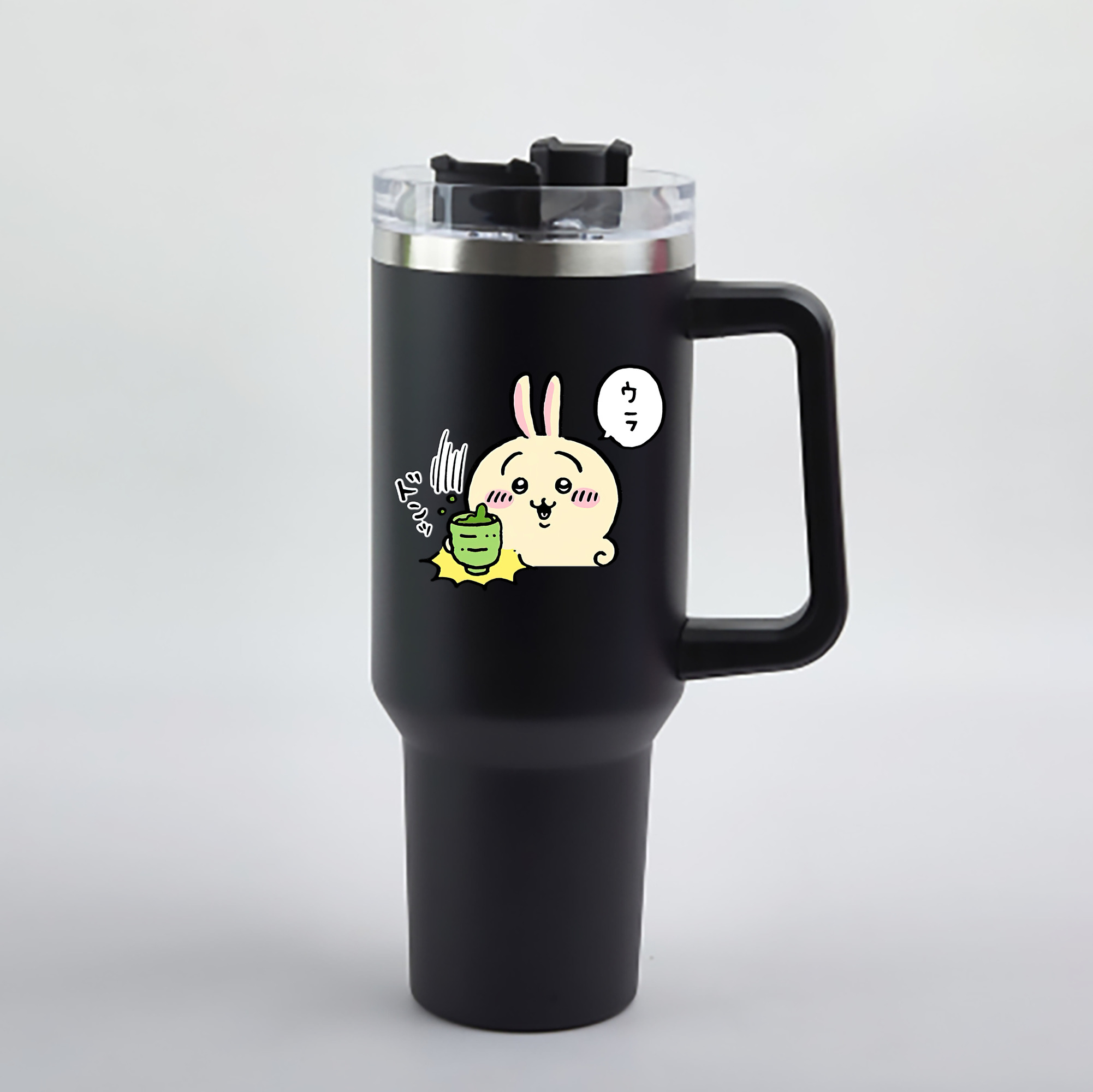 （画像用） ちいかわ うさぎ Chii-kawa usagi 1200mL車用タンブラー - クリスタルステッカー（プラスチックストロー付き）