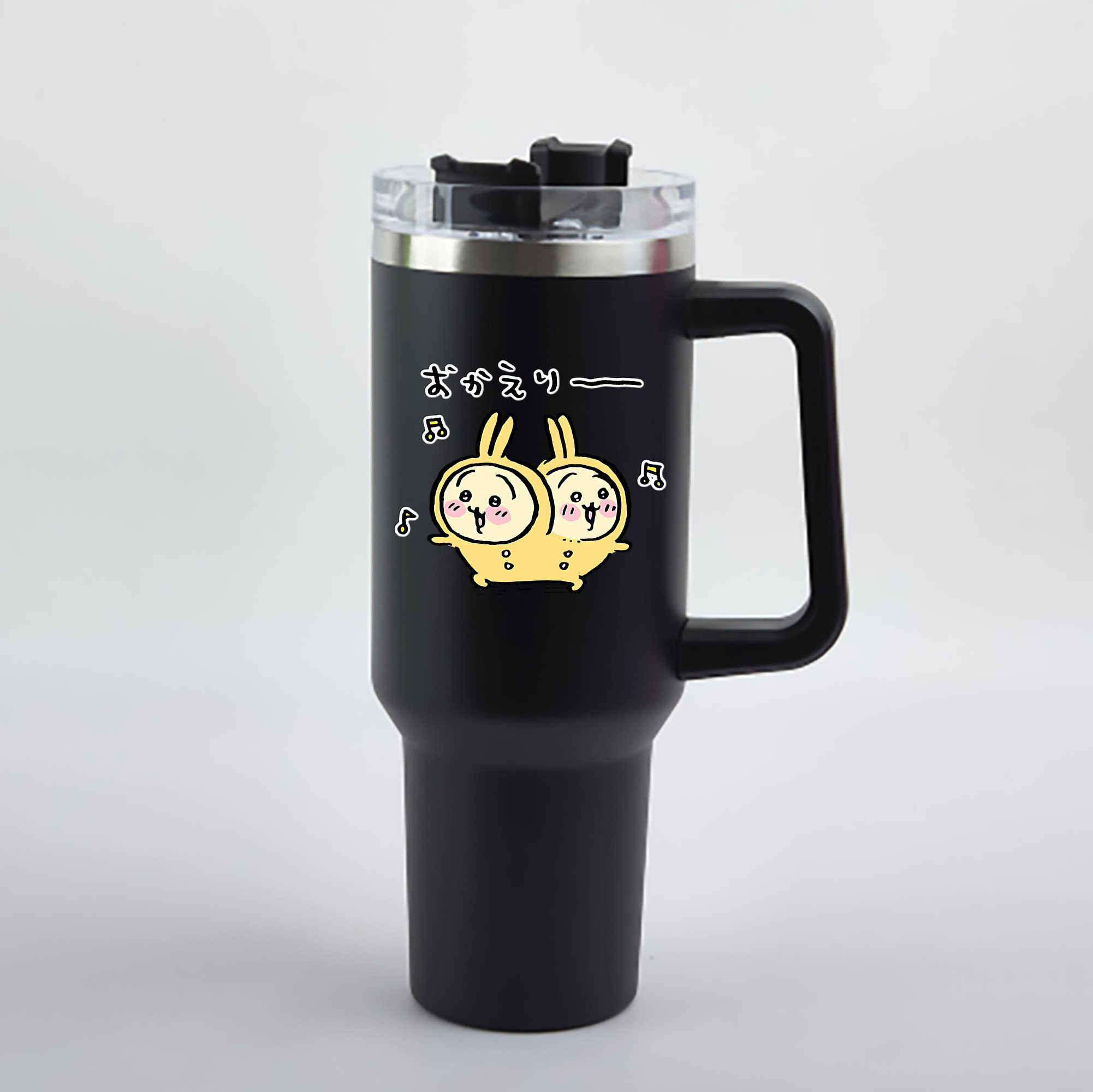 （画像用） ちいかわ うさぎ Chii-kawa usagi 1200mL車用タンブラー - クリスタルステッカー（プラスチックストロー付き）