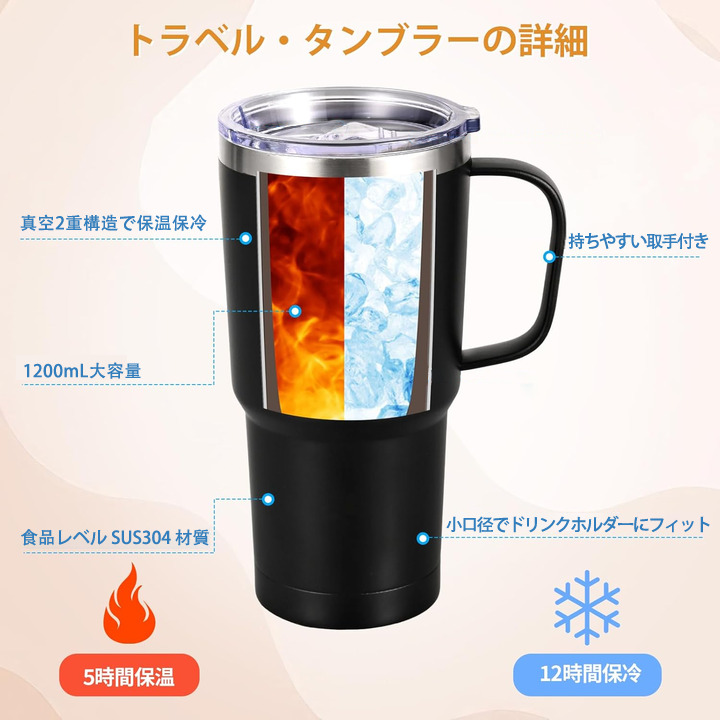 ちいかわ ハチワレ Chii-kawa hachiware 1200mL車用タンブラー - クリスタルステッカー（プラスチックストロー付き）