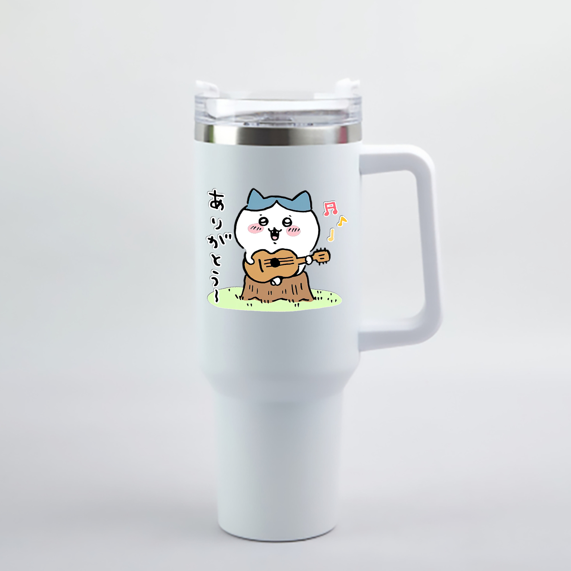 （画像用） ちいかわ ハチワレ Chii-kawa hachiware 1200mL車用タンブラー - クリスタルステッカー（プラスチックストロー付き）