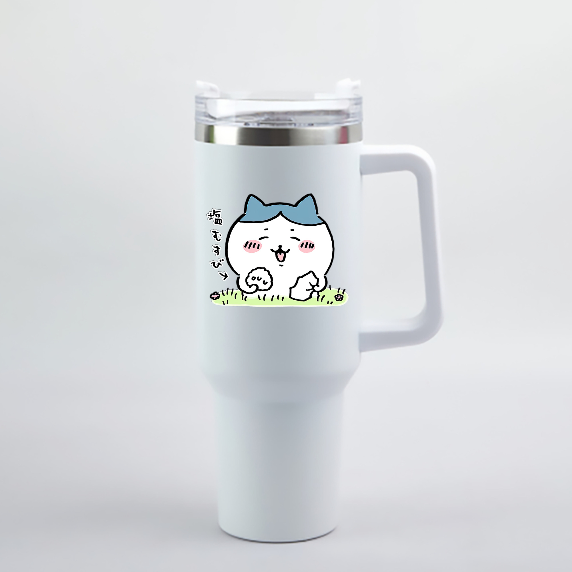 （画像用） ちいかわ ハチワレ Chii-kawa hachiware 1200mL車用タンブラー - クリスタルステッカー（プラスチックストロー付き）