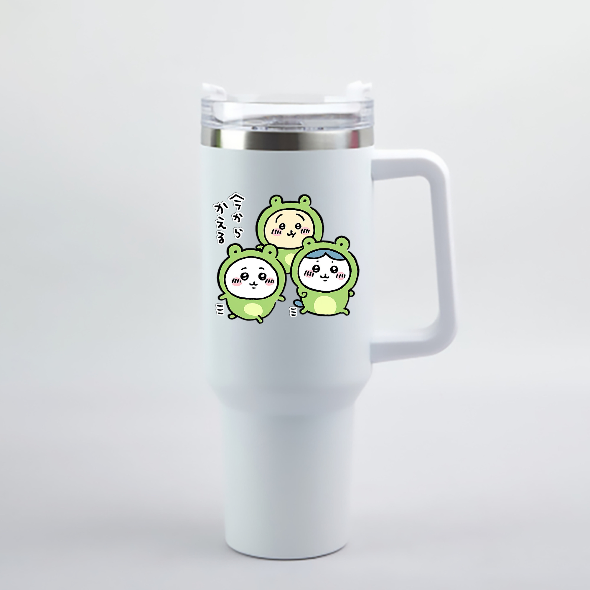 （画像用） ちいかわ ハチワレ Chii-kawa hachiware 1200mL車用タンブラー - クリスタルステッカー（プラスチックストロー付き）