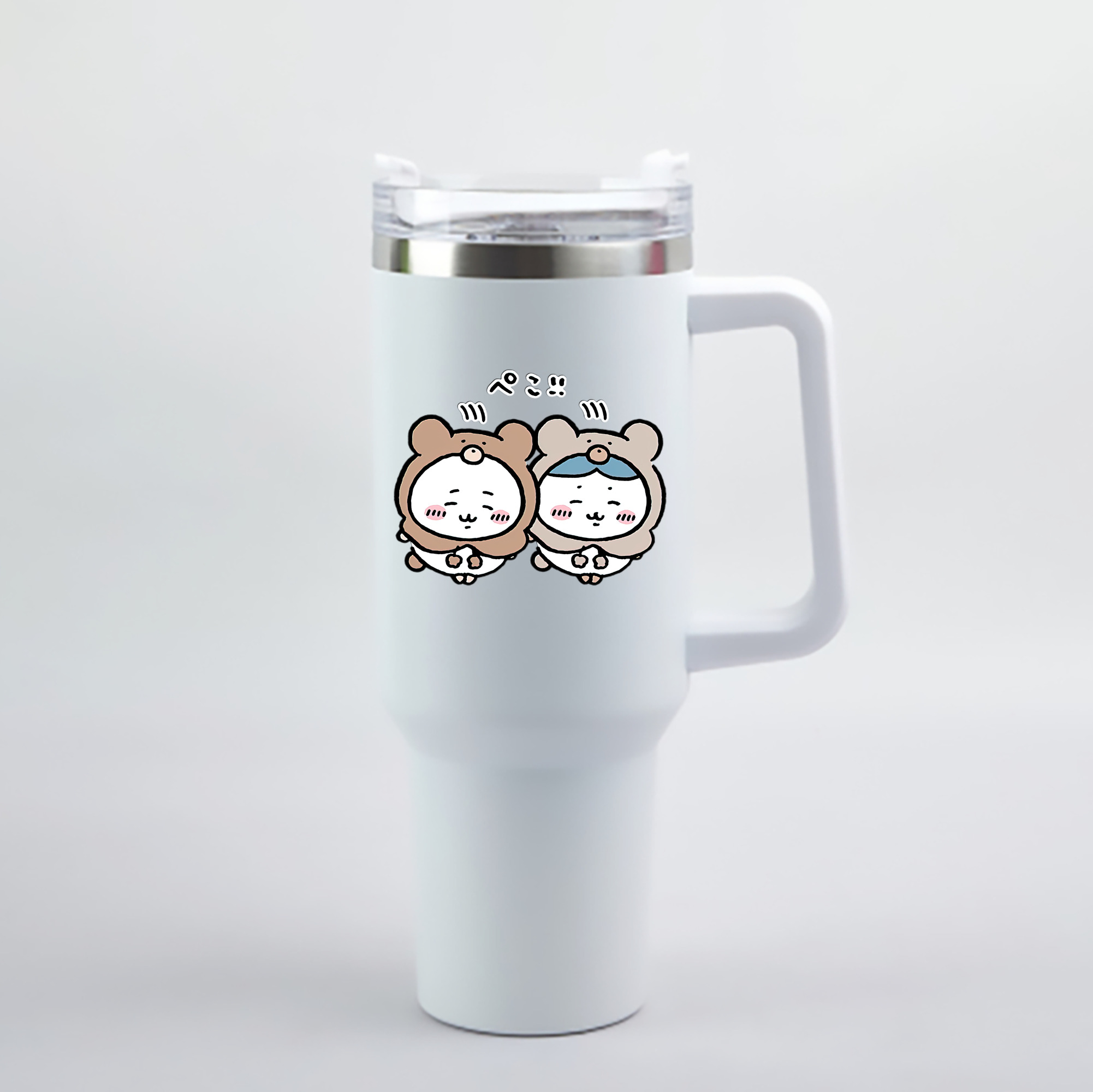 （画像用） ちいかわ ハチワレ Chii-kawa hachiware 1200mL車用タンブラー - クリスタルステッカー（プラスチックストロー付き）