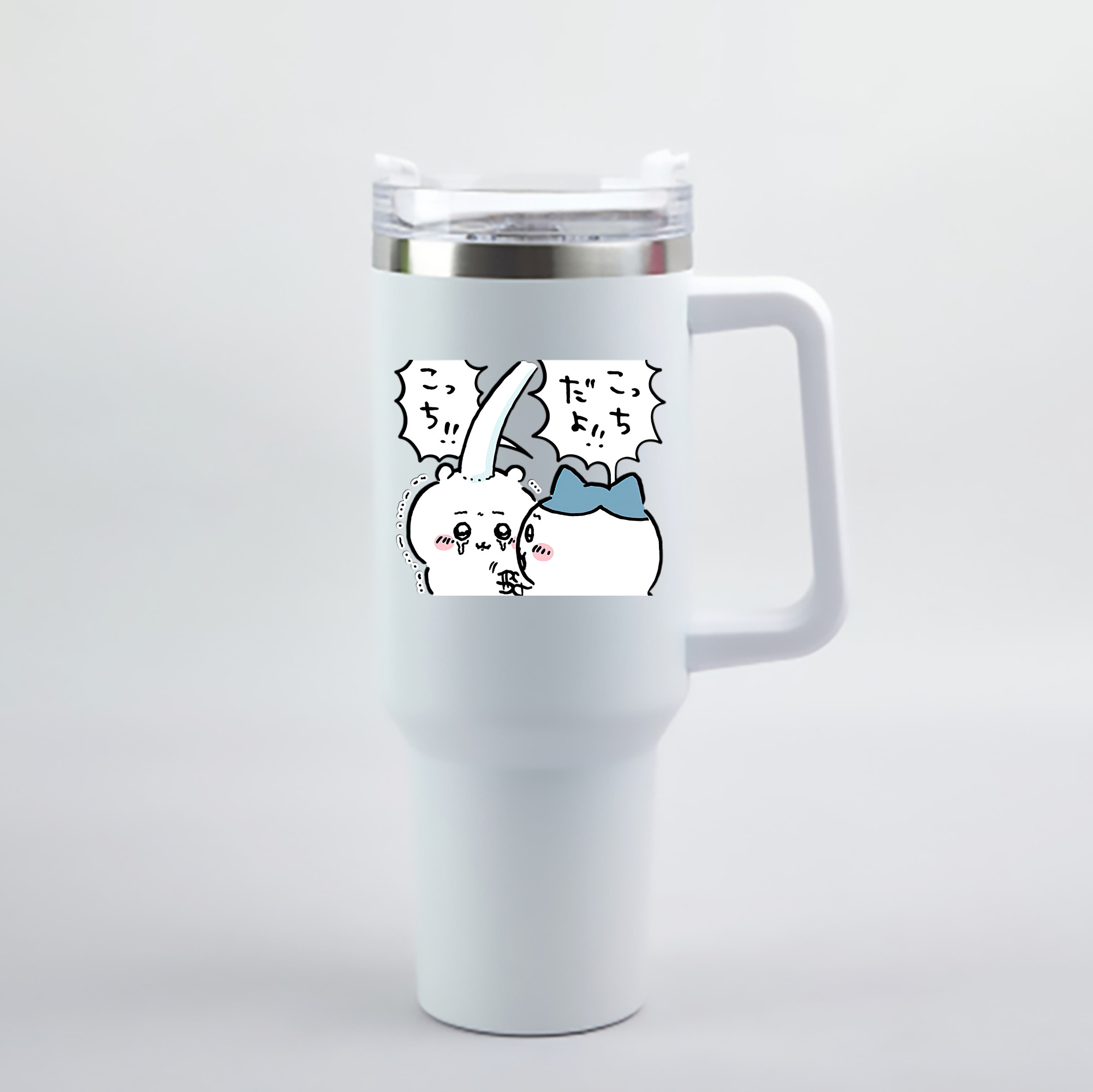（画像用） ちいかわ ハチワレ Chii-kawa hachiware 1200mL車用タンブラー - クリスタルステッカー（プラスチックストロー付き）