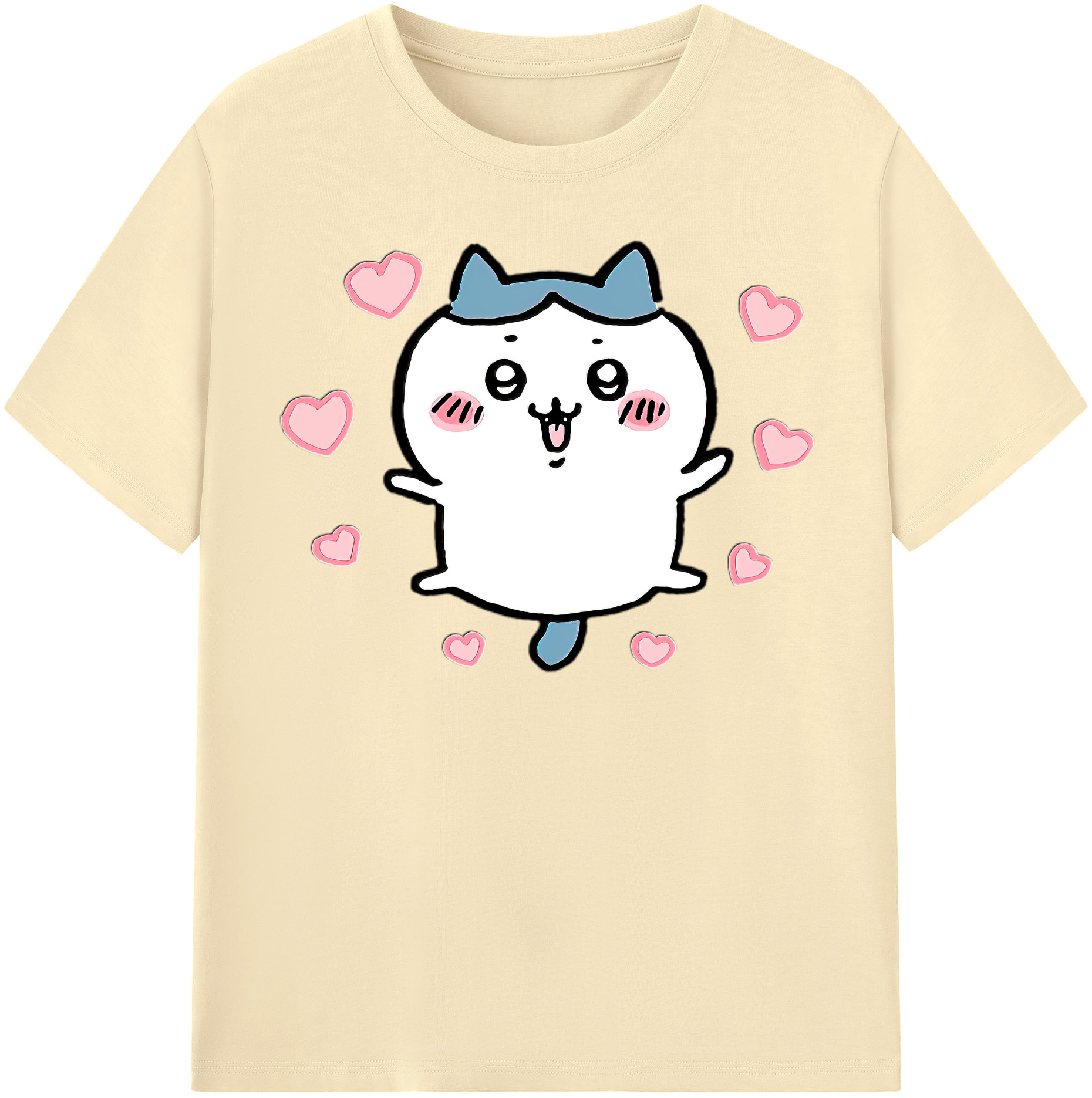 （画像用） ちいかわ ハチワレ Chii-kawa hachiware 綿100％半袖Tシャツ（フロントプリント）