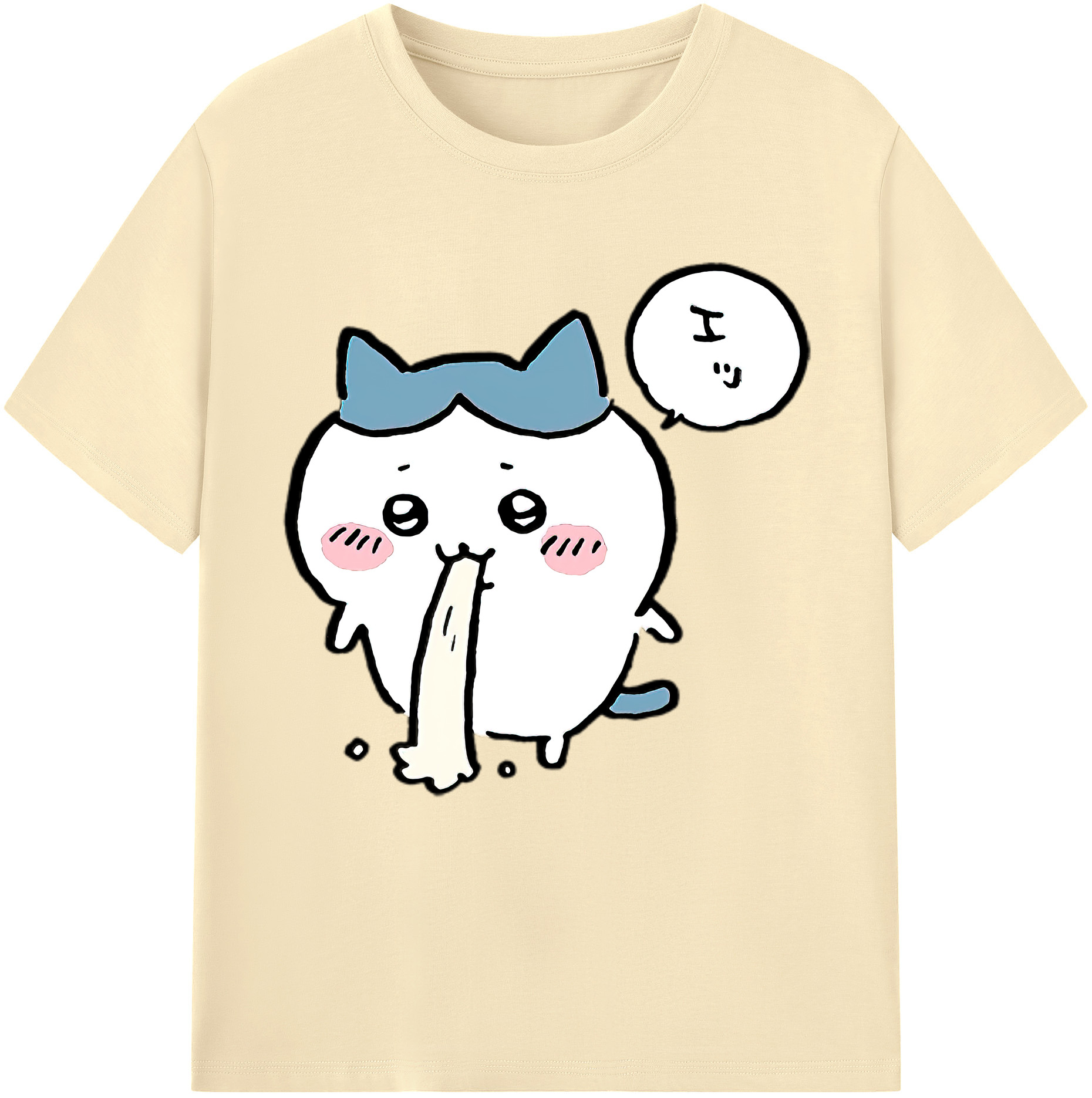 （画像用） ちいかわ ハチワレ Chii-kawa hachiware 綿100％半袖Tシャツ（フロントプリント）