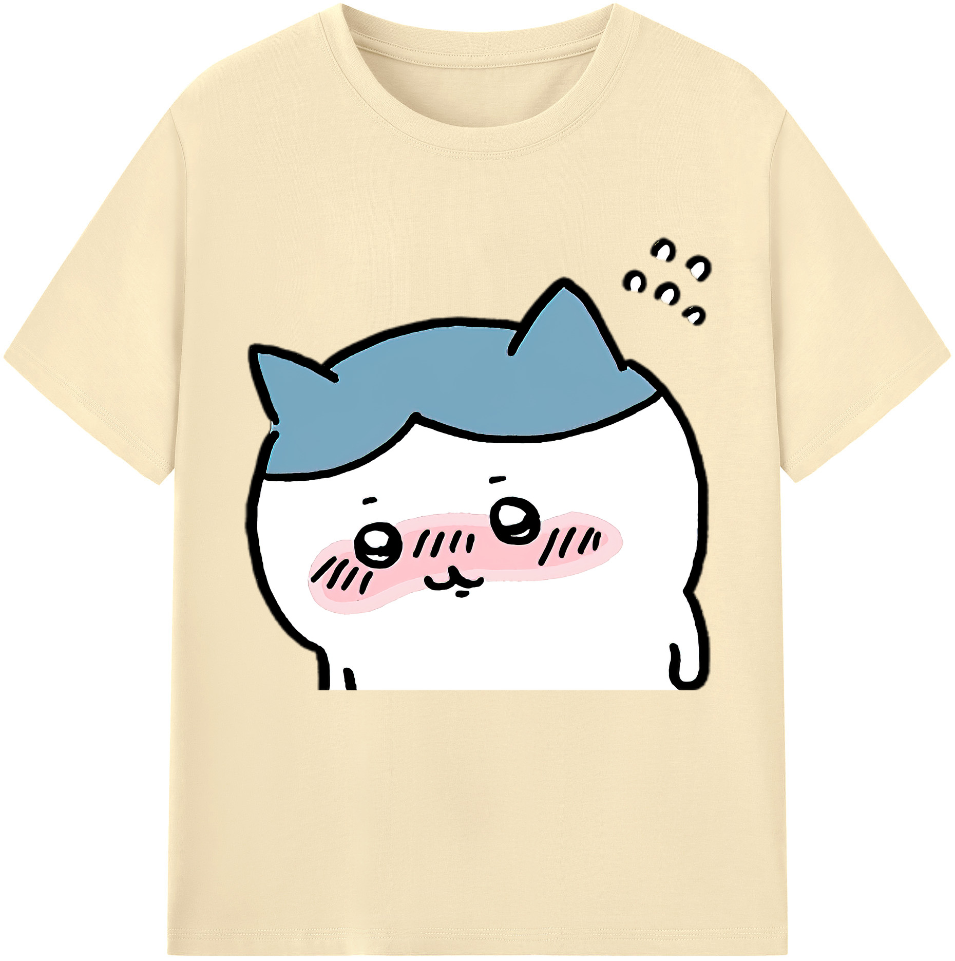 （画像用） ちいかわ ハチワレ Chii-kawa hachiware 綿100％半袖Tシャツ（フロントプリント）