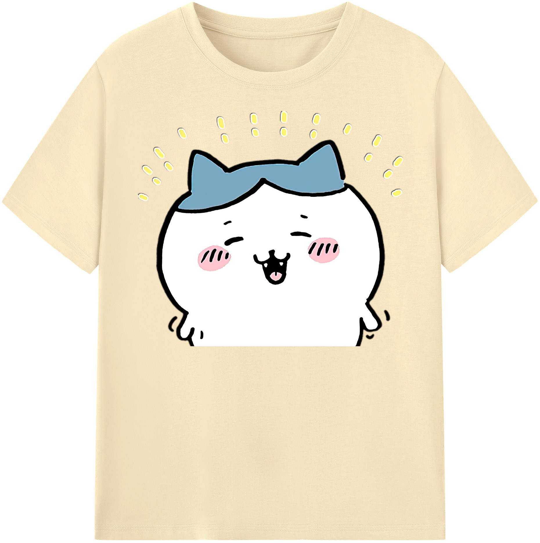 （画像用） ちいかわ ハチワレ Chii-kawa hachiware 綿100％半袖Tシャツ（フロントプリント）