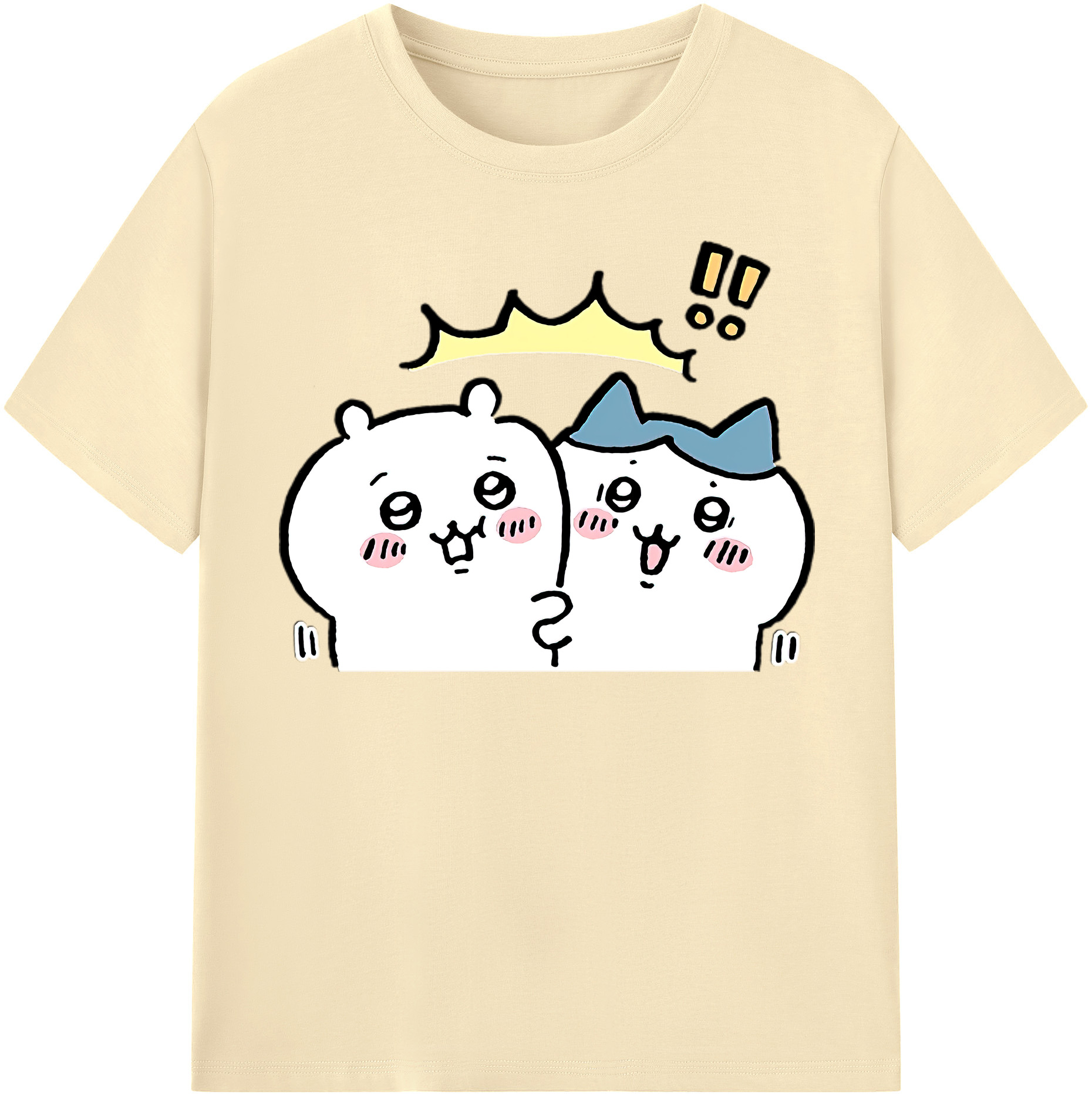 （画像用） ちいかわ ハチワレ Chii-kawa hachiware 綿100％半袖Tシャツ（フロントプリント）
