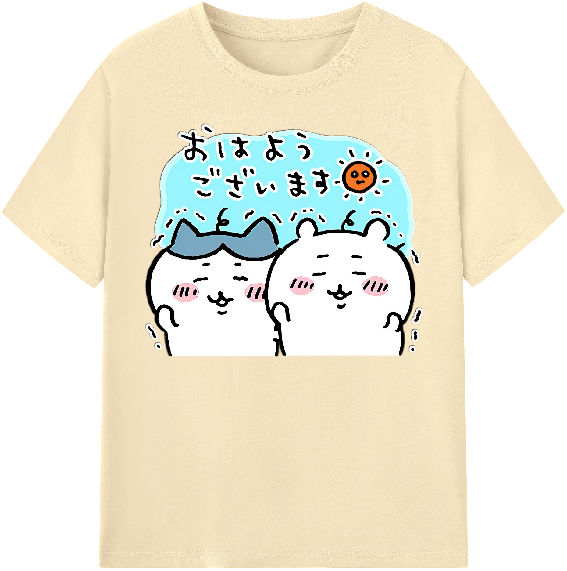 （画像用） ちいかわ ハチワレ Chii-kawa hachiware 綿100％半袖Tシャツ（フロントプリント）