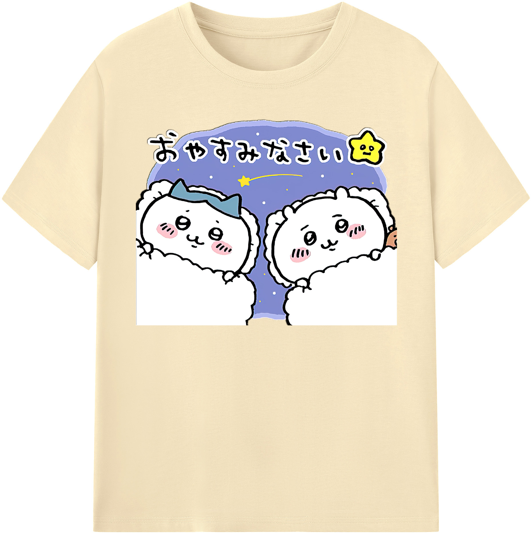 （画像用） ちいかわ ハチワレ Chii-kawa hachiware 綿100％半袖Tシャツ（フロントプリント）