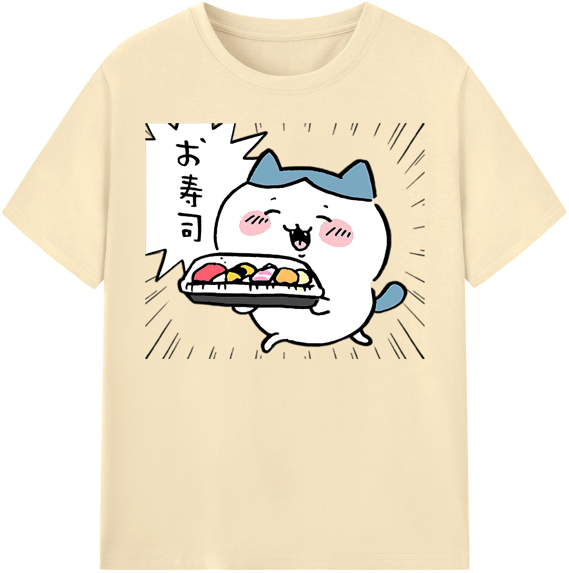 （画像用） ちいかわ ハチワレ Chii-kawa hachiware 綿100％半袖Tシャツ（フロントプリント）