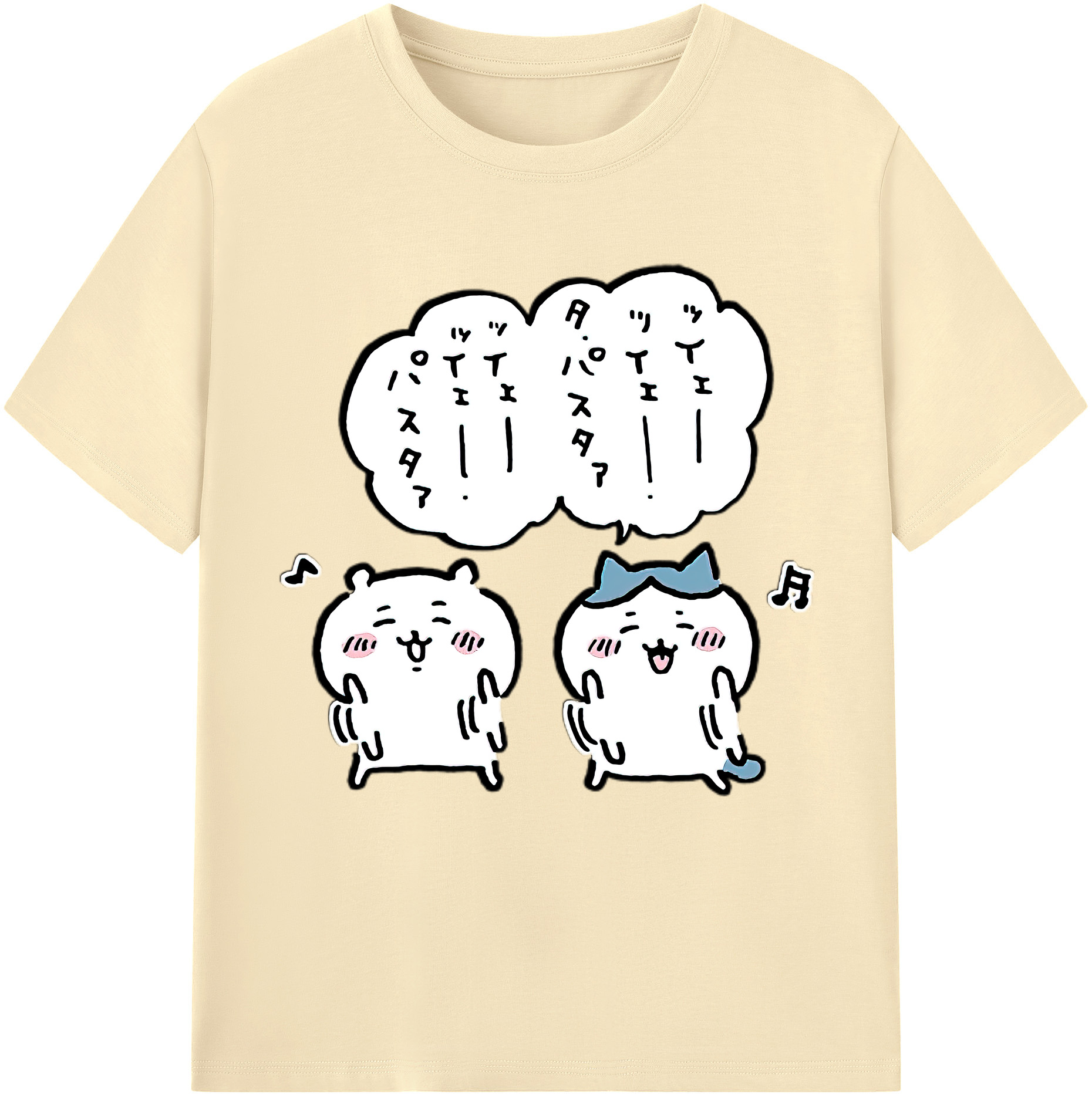 （画像用） ちいかわ ハチワレ Chii-kawa hachiware 綿100％半袖Tシャツ（フロントプリント）