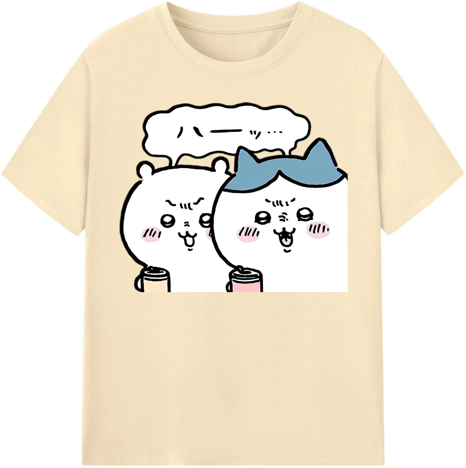 （画像用） ちいかわ ハチワレ Chii-kawa hachiware 綿100％半袖Tシャツ（フロントプリント）