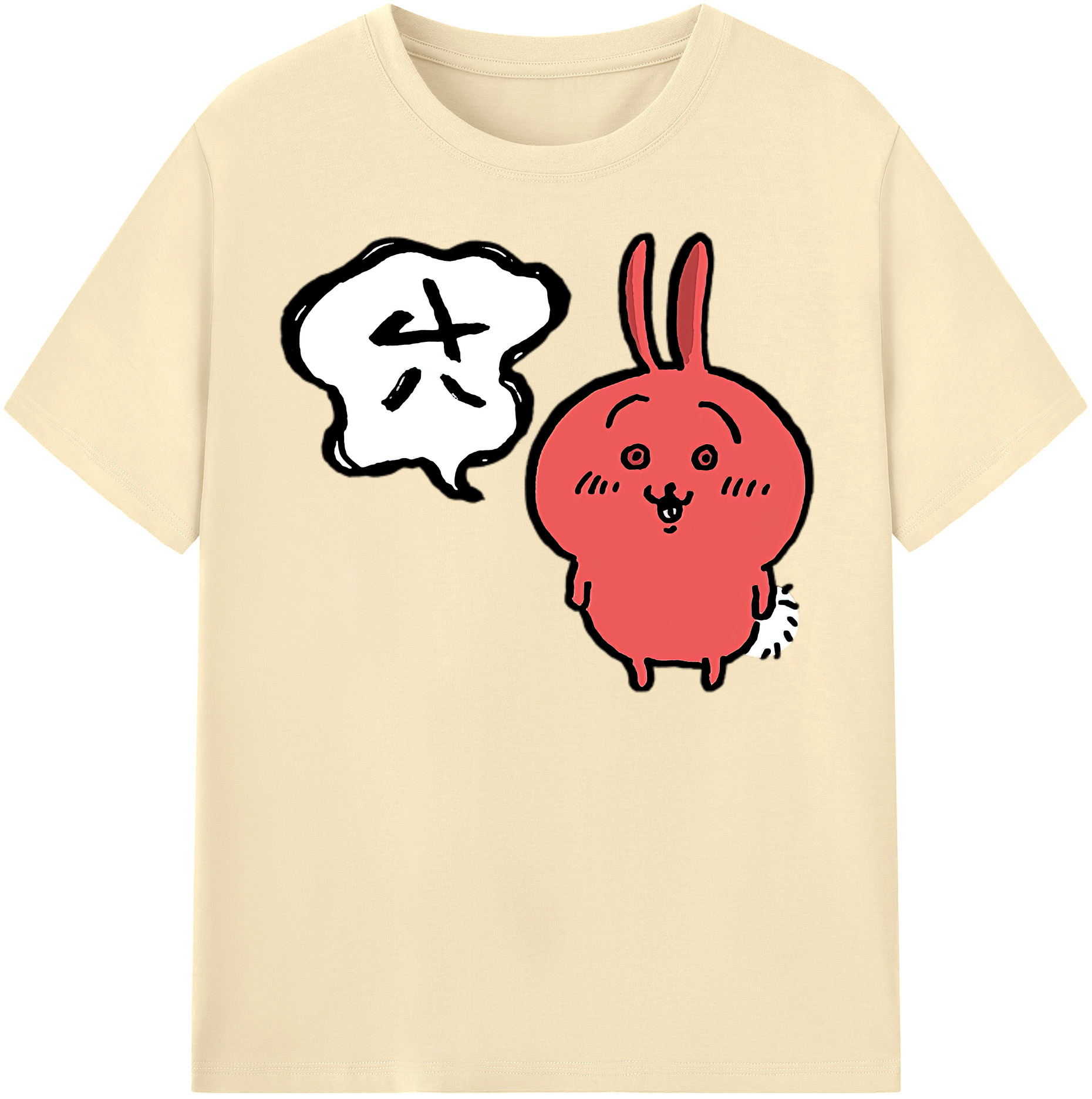 （画像用） ちいかわ ハチワレ Chii-kawa hachiware 綿100％半袖Tシャツ（フロントプリント）