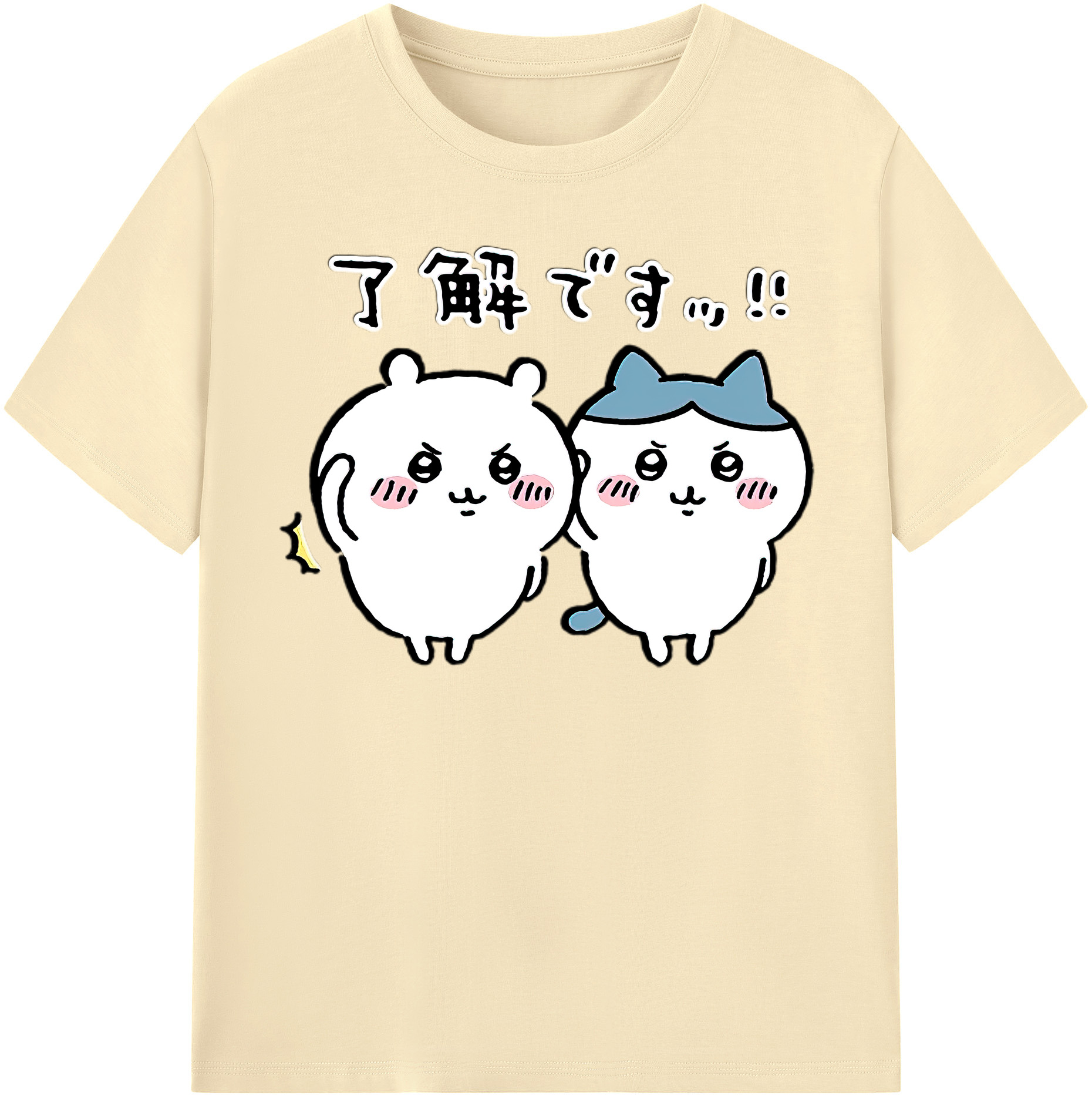 （画像用） ちいかわ ハチワレ Chii-kawa hachiware 綿100％半袖Tシャツ（フロントプリント）