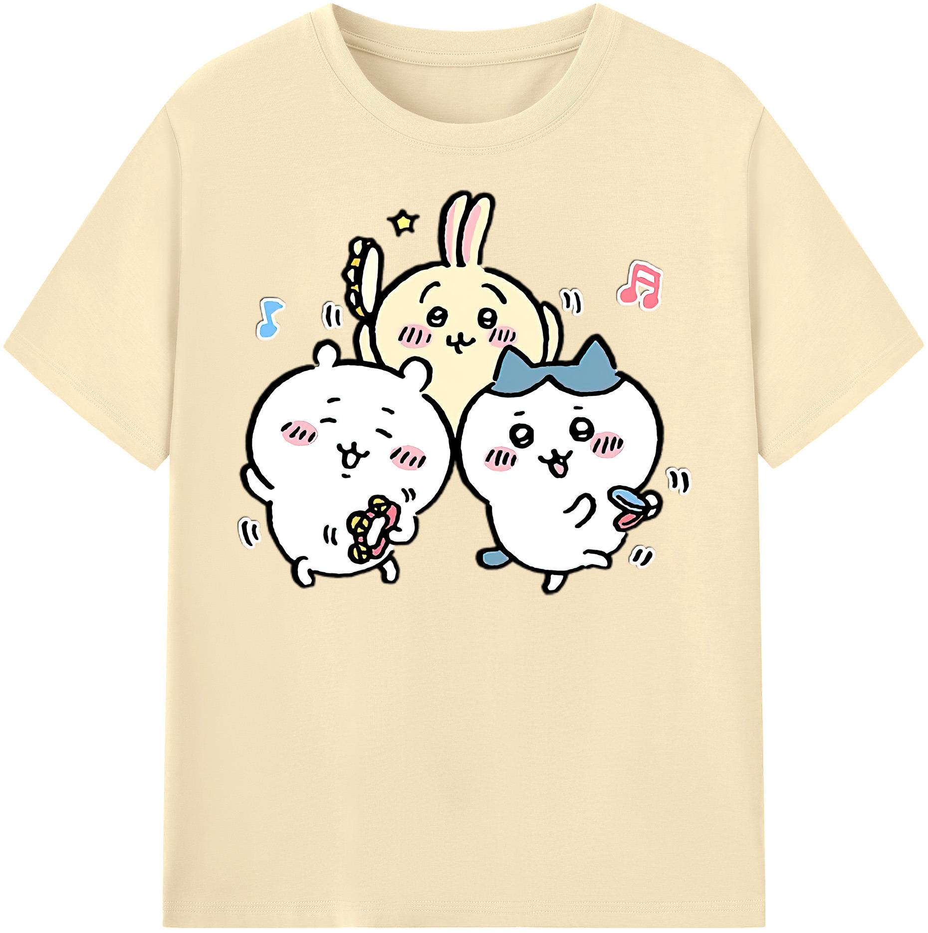 （画像用） ちいかわ ハチワレ Chii-kawa hachiware 綿100％半袖Tシャツ（フロントプリント）
