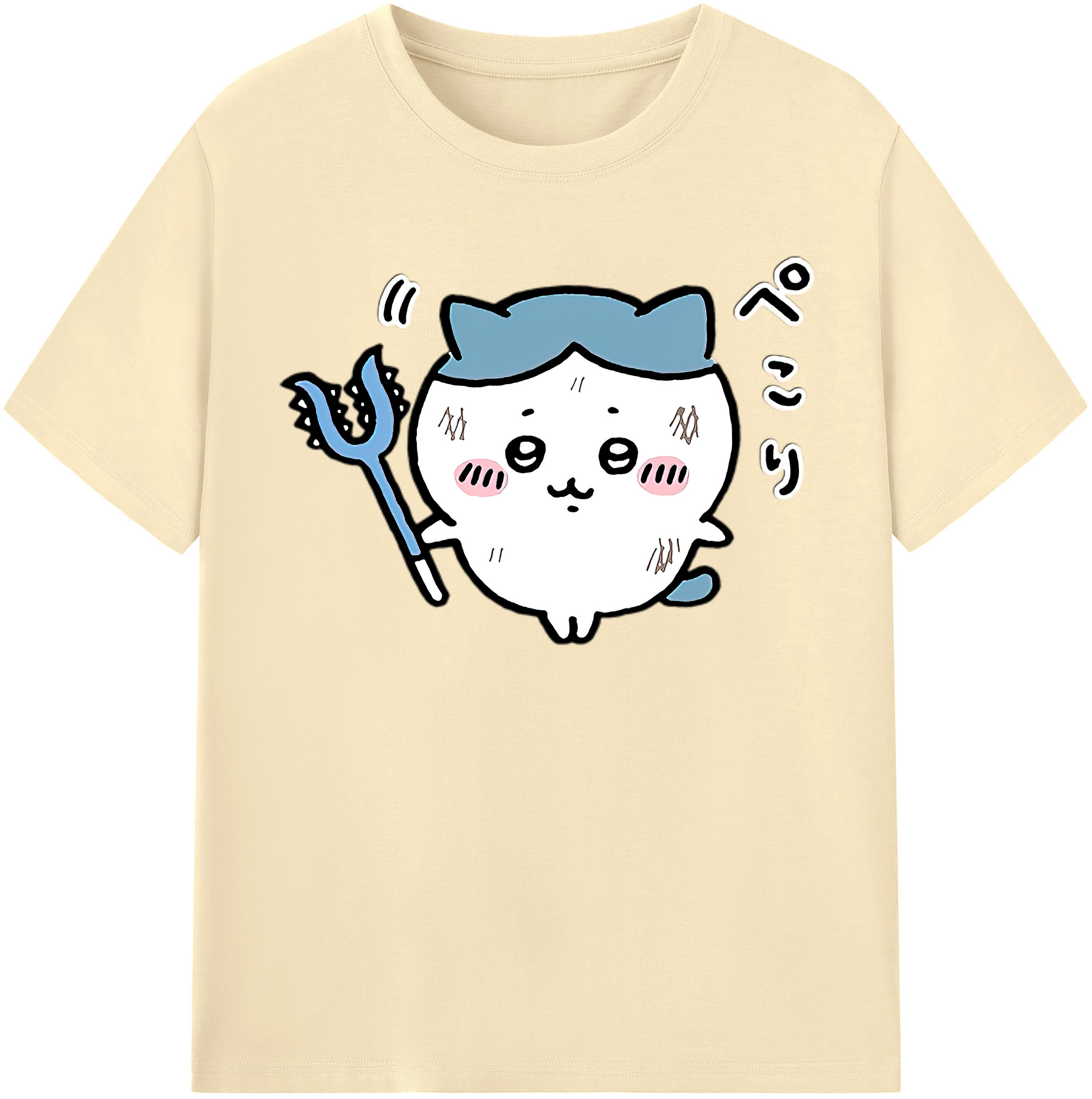 （画像用） ちいかわ ハチワレ Chii-kawa hachiware 綿100％半袖Tシャツ（フロントプリント）