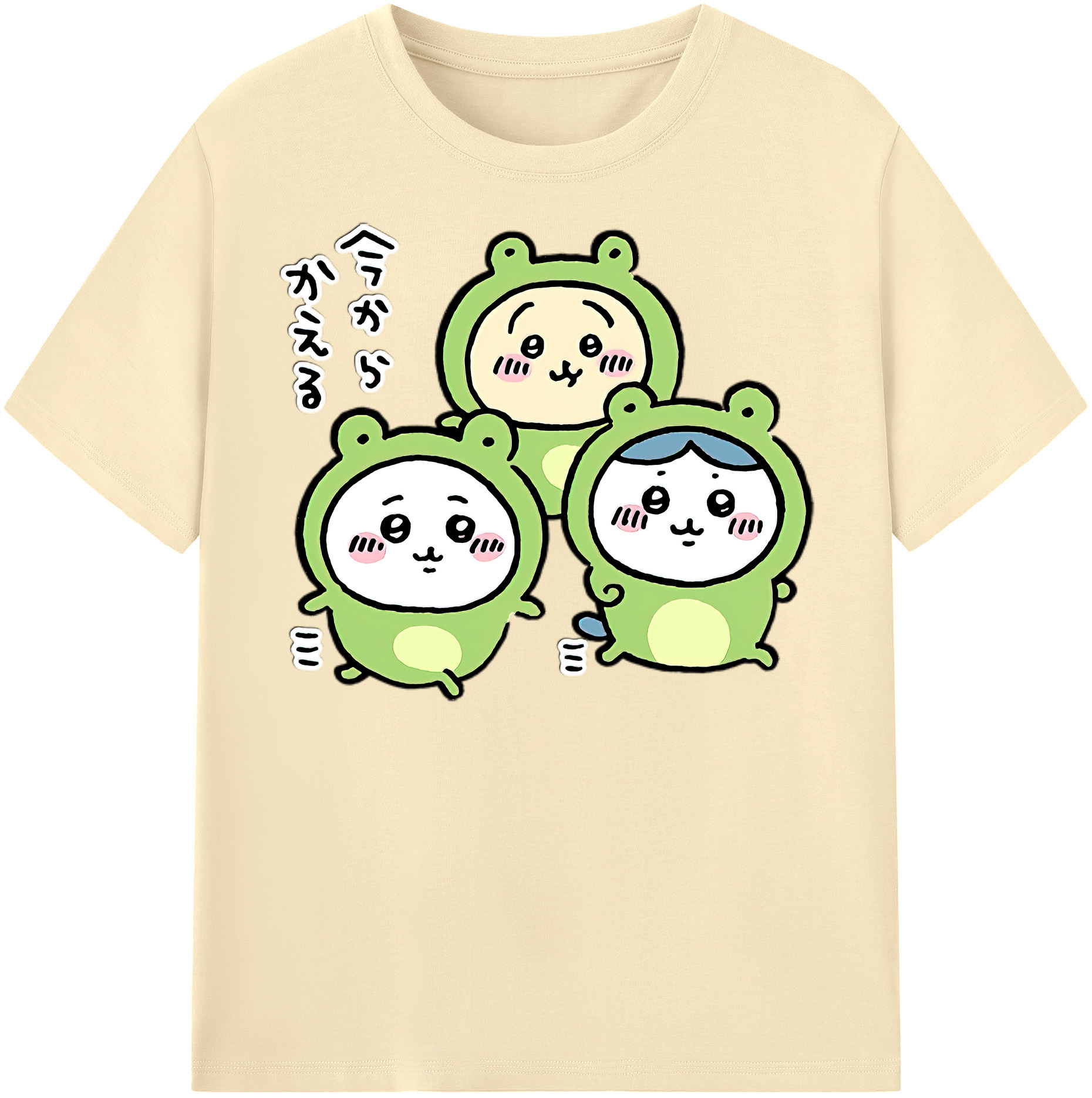 （画像用） ちいかわ ハチワレ Chii-kawa hachiware 綿100％半袖Tシャツ（フロントプリント）