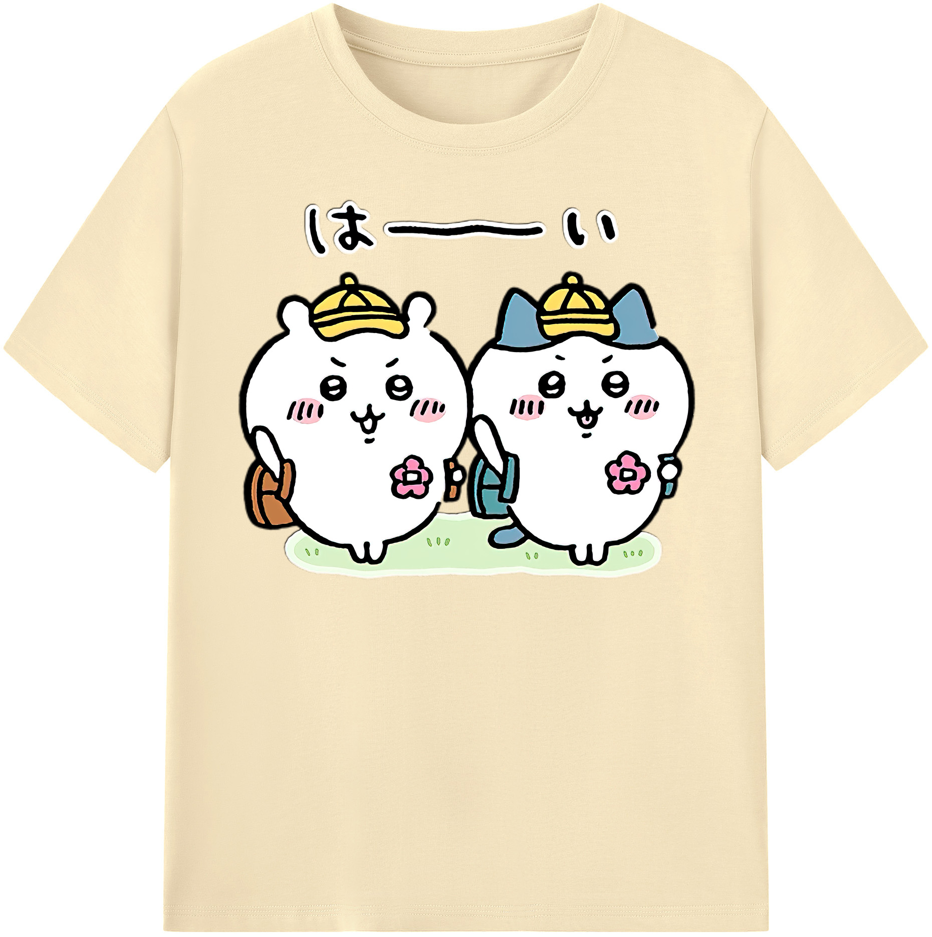 （画像用） ちいかわ ハチワレ Chii-kawa hachiware 綿100％半袖Tシャツ（フロントプリント）