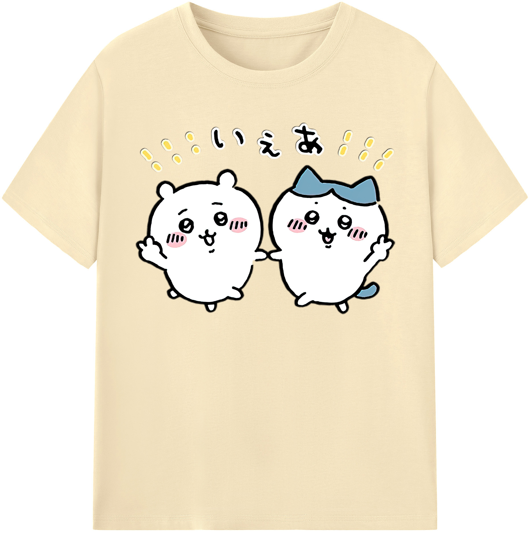 （画像用） ちいかわ ハチワレ Chii-kawa hachiware 綿100％半袖Tシャツ（フロントプリント）