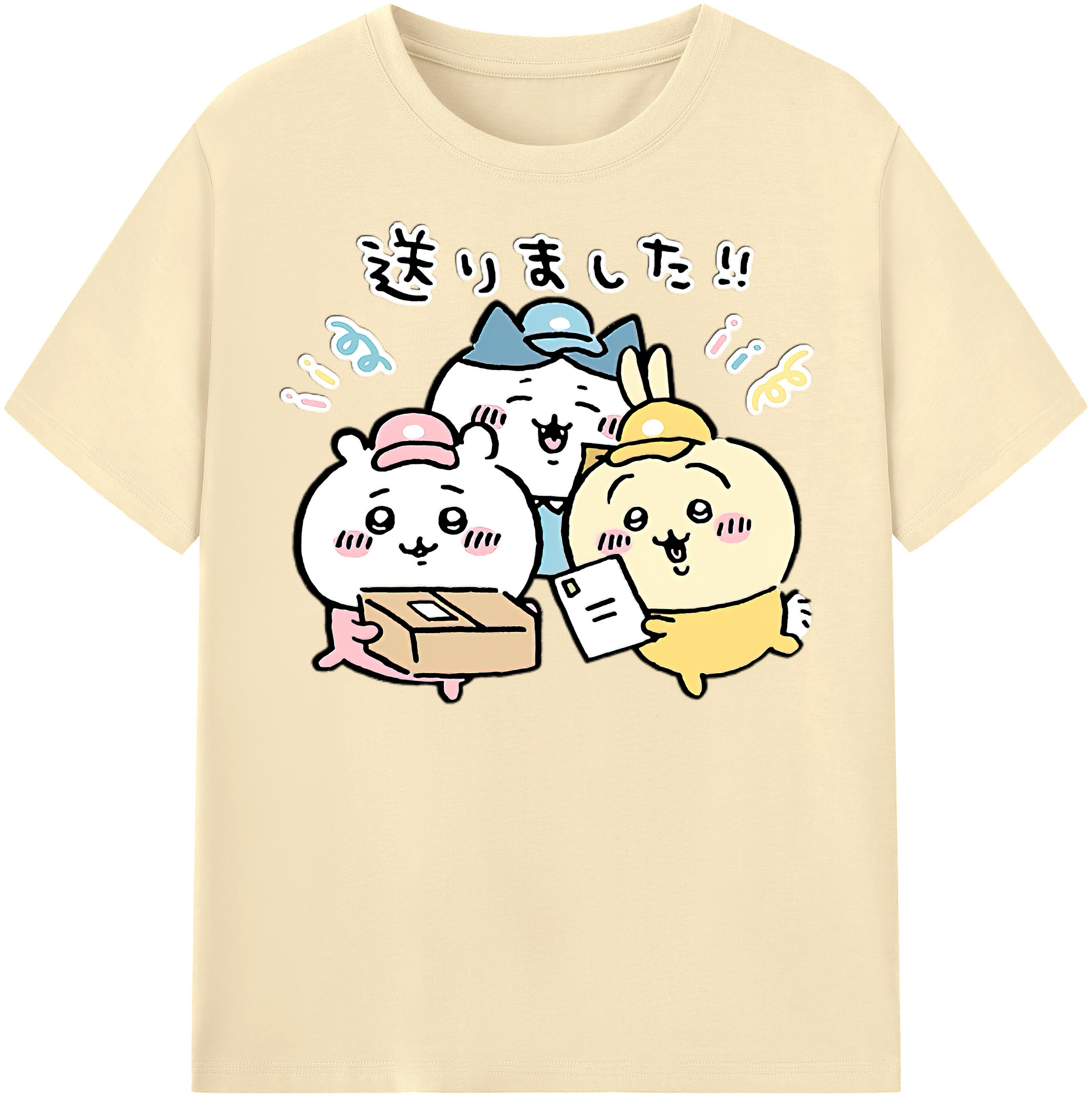 （画像用） ちいかわ ハチワレ Chii-kawa hachiware 綿100％半袖Tシャツ（フロントプリント）
