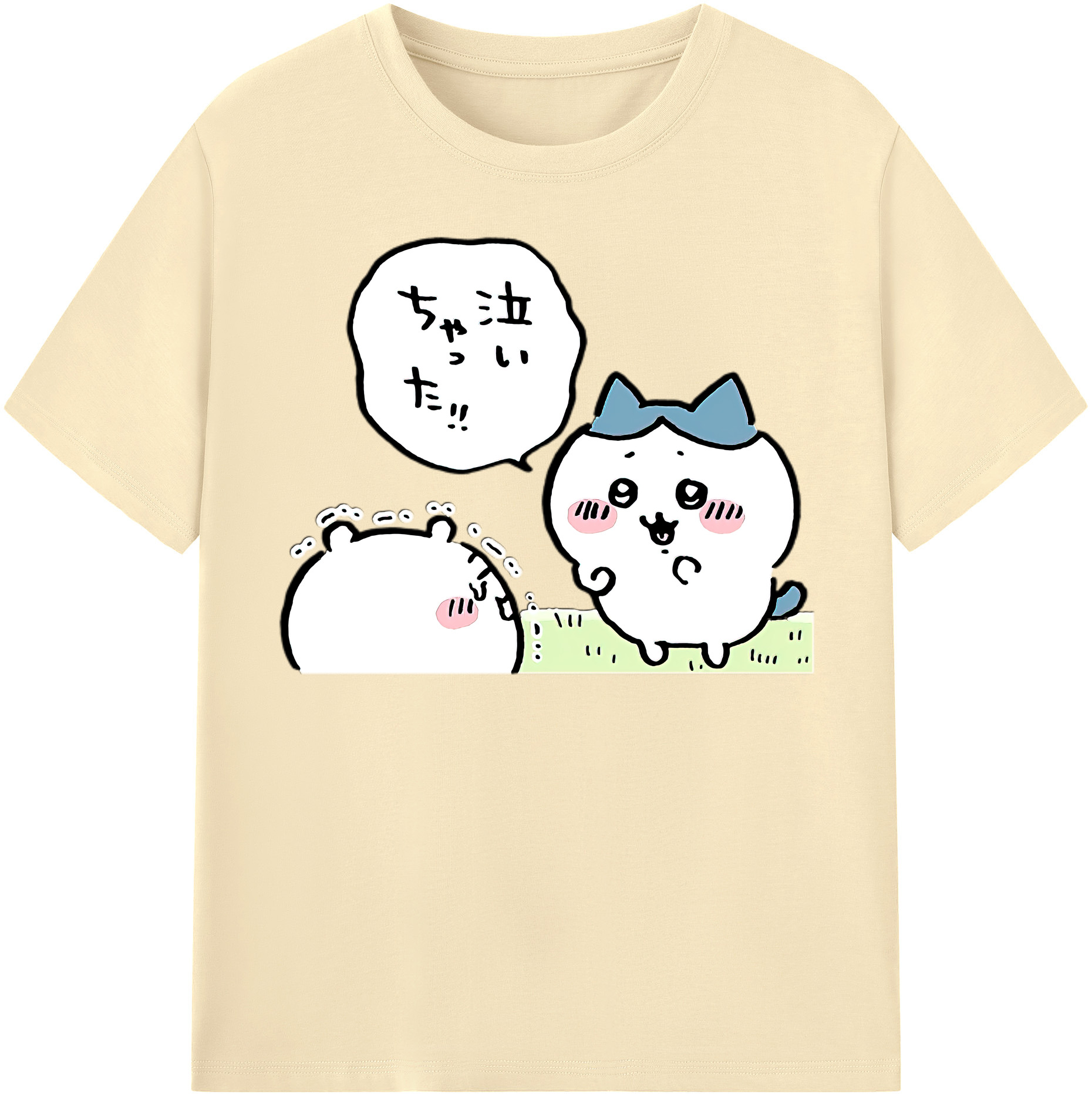 （画像用） ちいかわ ハチワレ Chii-kawa hachiware 綿100％半袖Tシャツ（フロントプリント）
