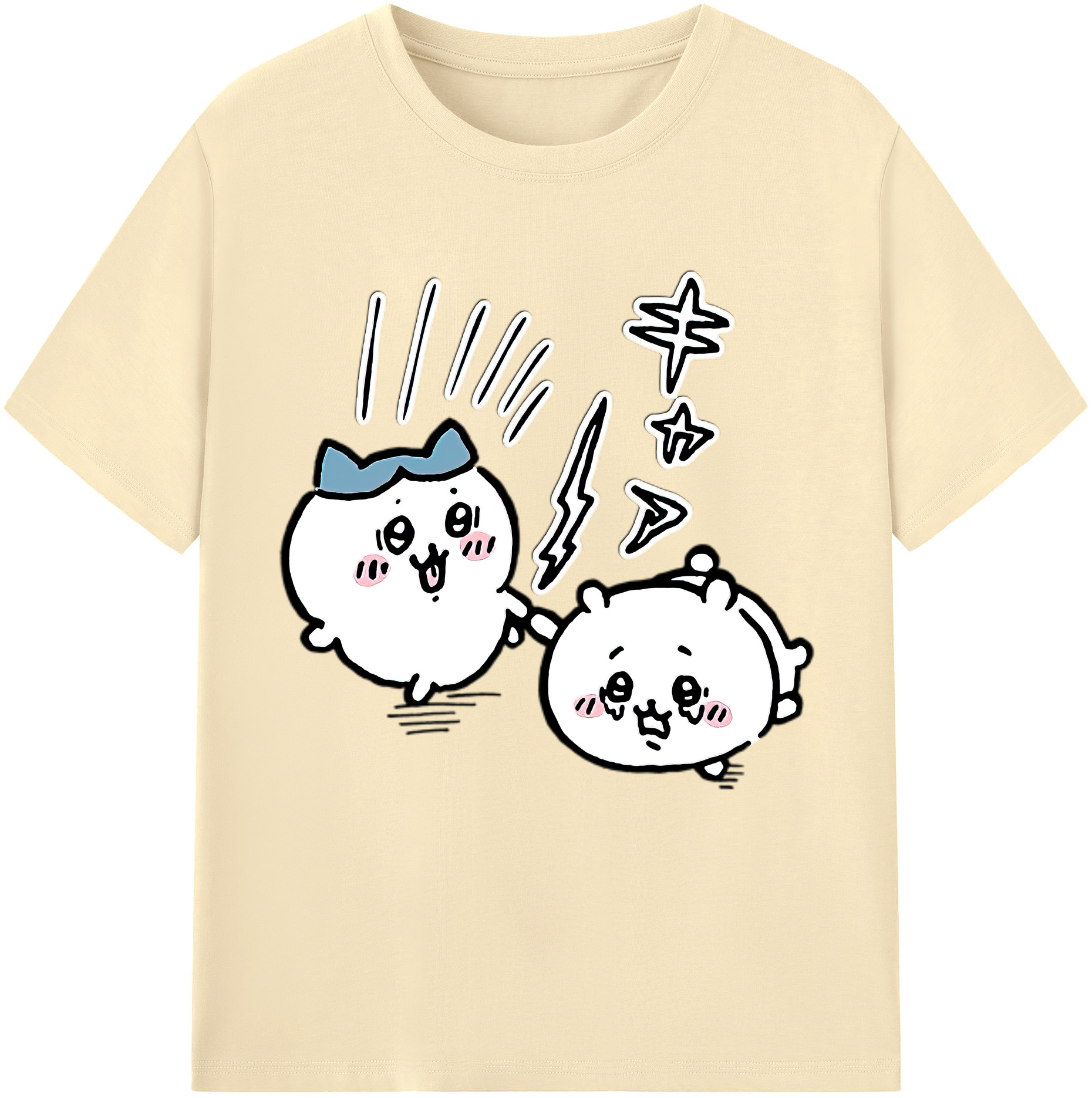 （画像用） ちいかわ ハチワレ Chii-kawa hachiware 綿100％半袖Tシャツ（フロントプリント）