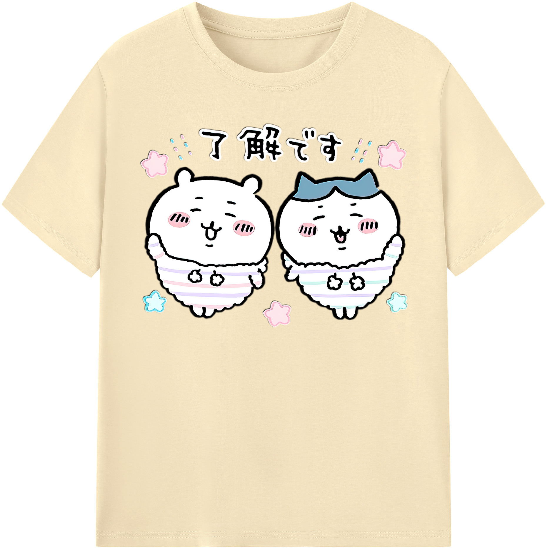 （画像用） ちいかわ ハチワレ Chii-kawa hachiware 綿100％半袖Tシャツ（フロントプリント）