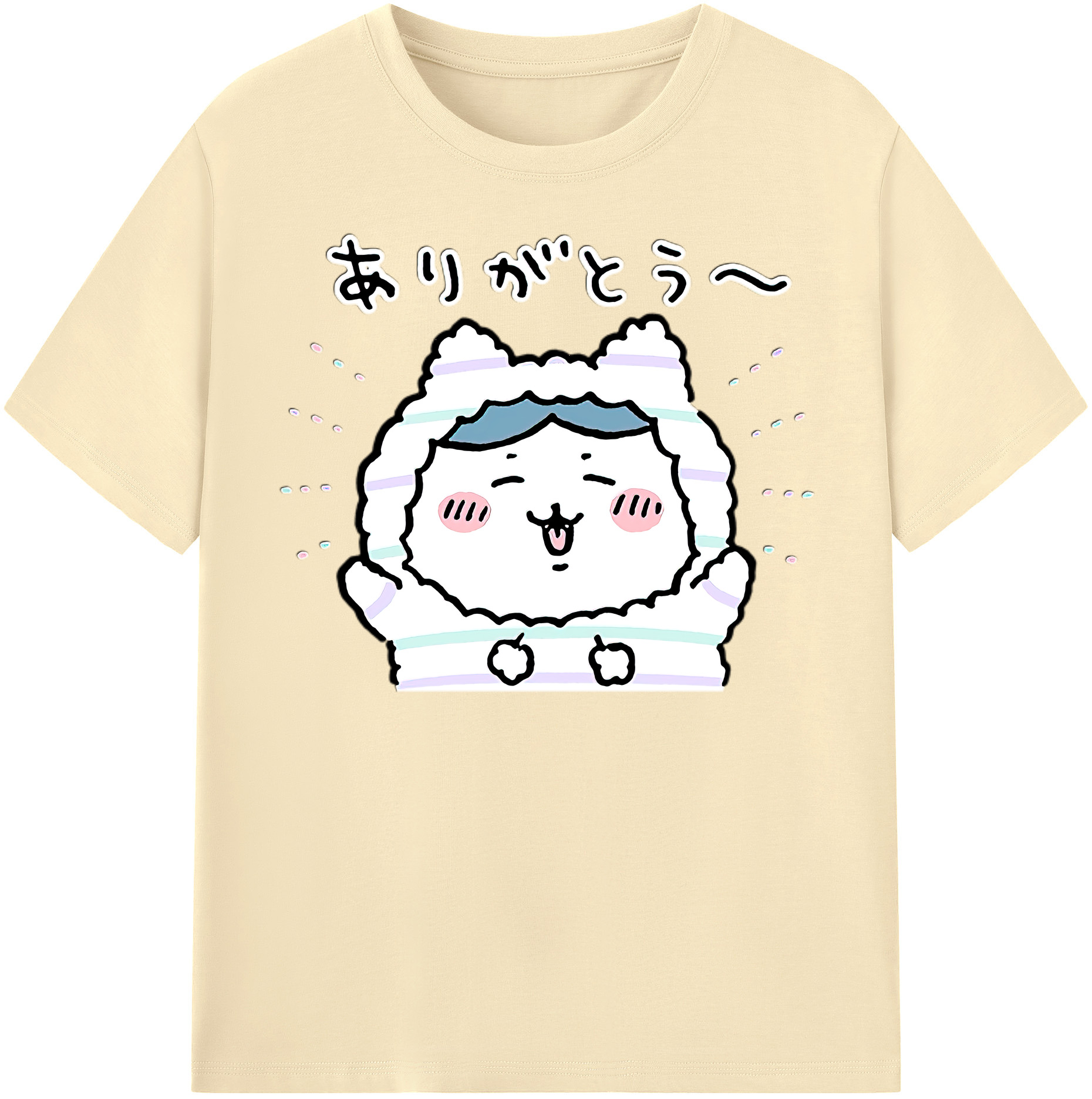（画像用） ちいかわ ハチワレ Chii-kawa hachiware 綿100％半袖Tシャツ（フロントプリント）