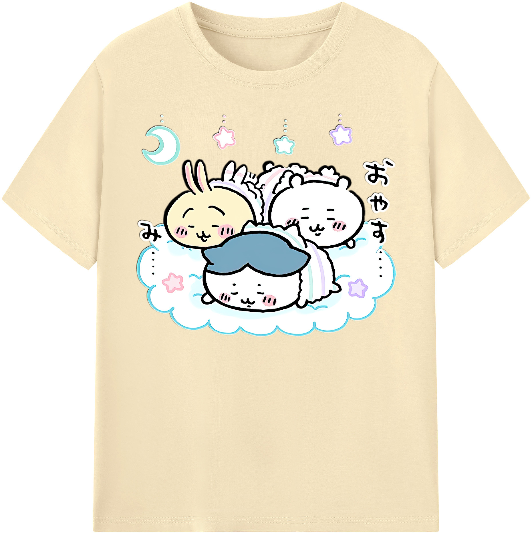 （画像用） ちいかわ ハチワレ Chii-kawa hachiware 綿100％半袖Tシャツ（フロントプリント）