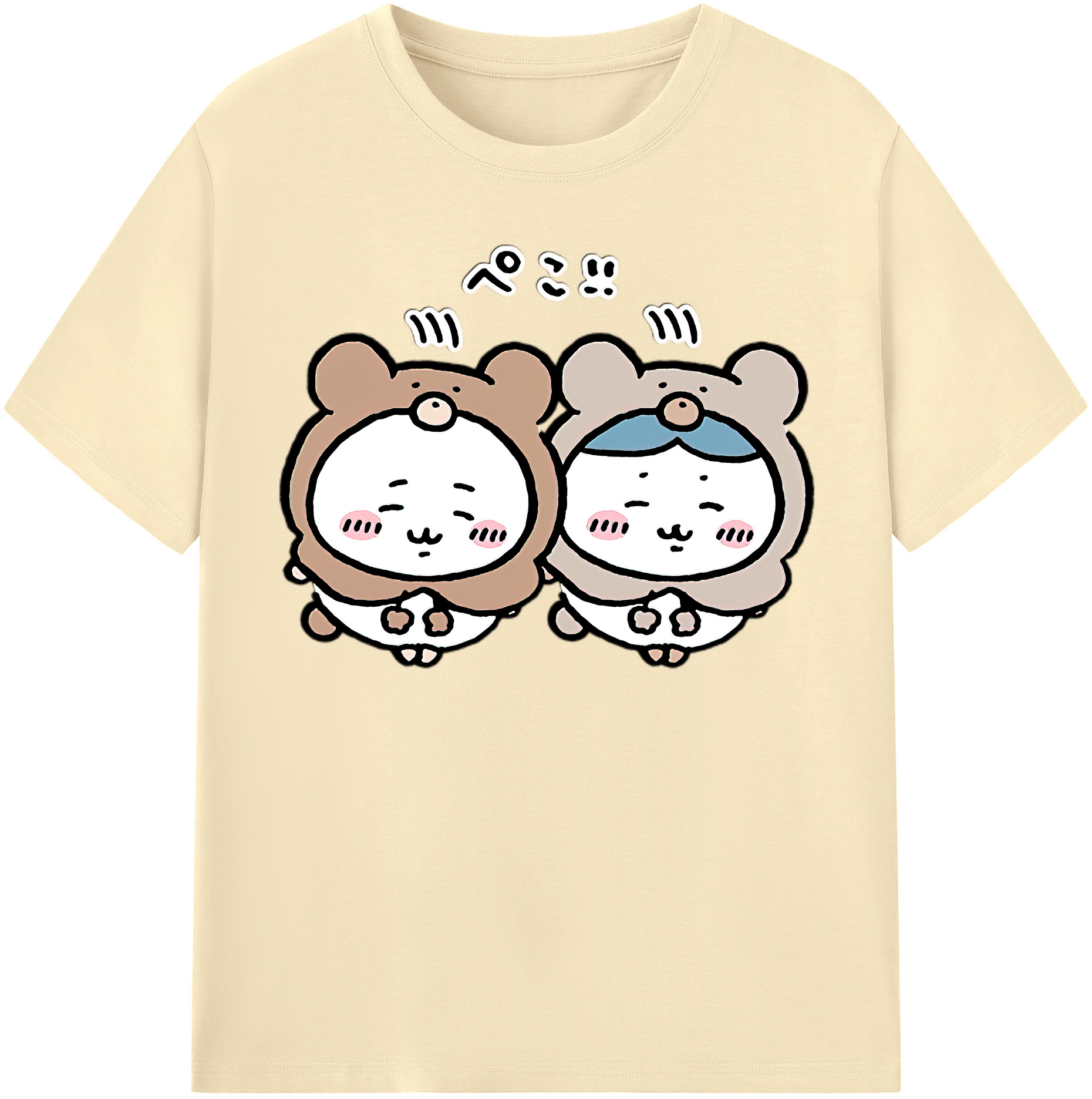 （画像用） ちいかわ ハチワレ Chii-kawa hachiware 綿100％半袖Tシャツ（フロントプリント）