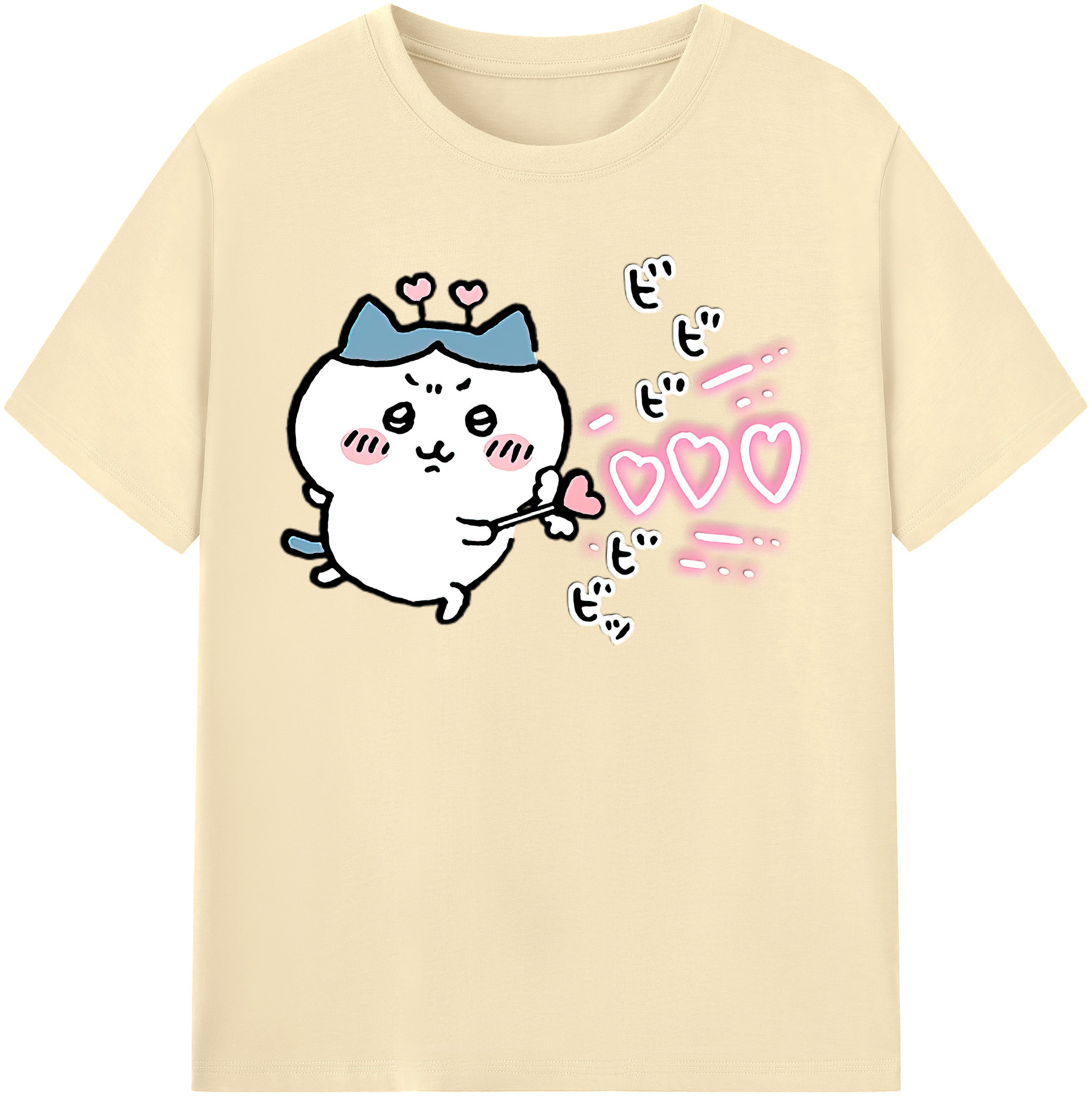 （画像用） ちいかわ ハチワレ Chii-kawa hachiware 綿100％半袖Tシャツ（フロントプリント）
