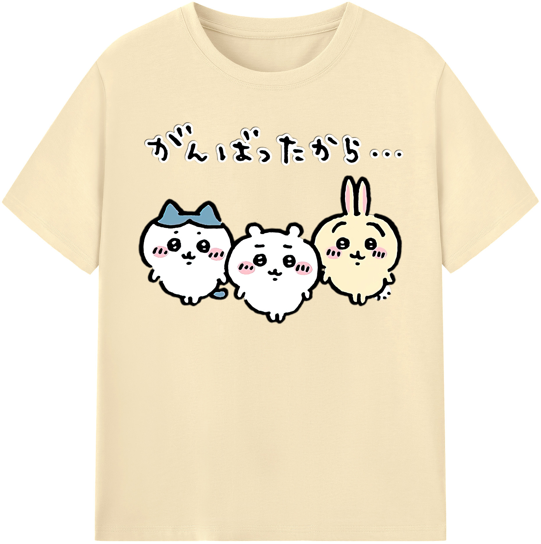 （画像用） ちいかわ ハチワレ Chii-kawa hachiware 綿100％半袖Tシャツ（フロントプリント）