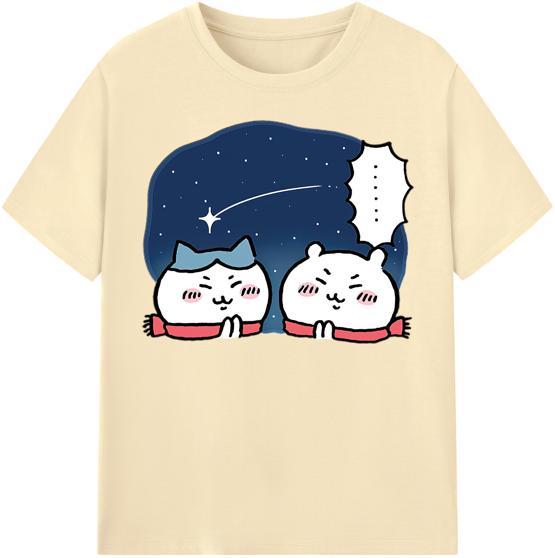 （画像用） ちいかわ ハチワレ Chii-kawa hachiware 綿100％半袖Tシャツ（フロントプリント）