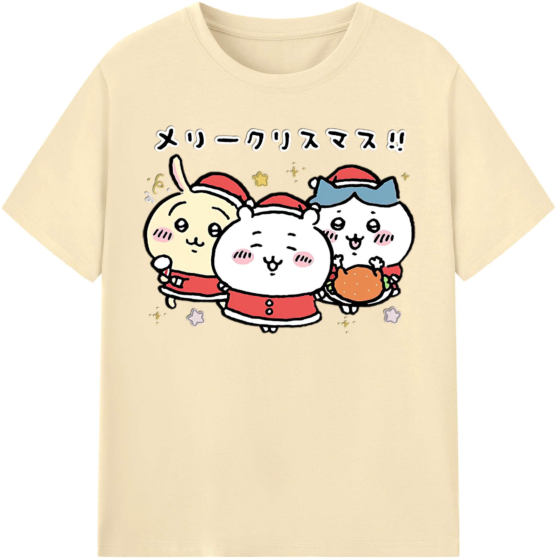 （画像用） ちいかわ ハチワレ Chii-kawa hachiware 綿100％半袖Tシャツ（フロントプリント）