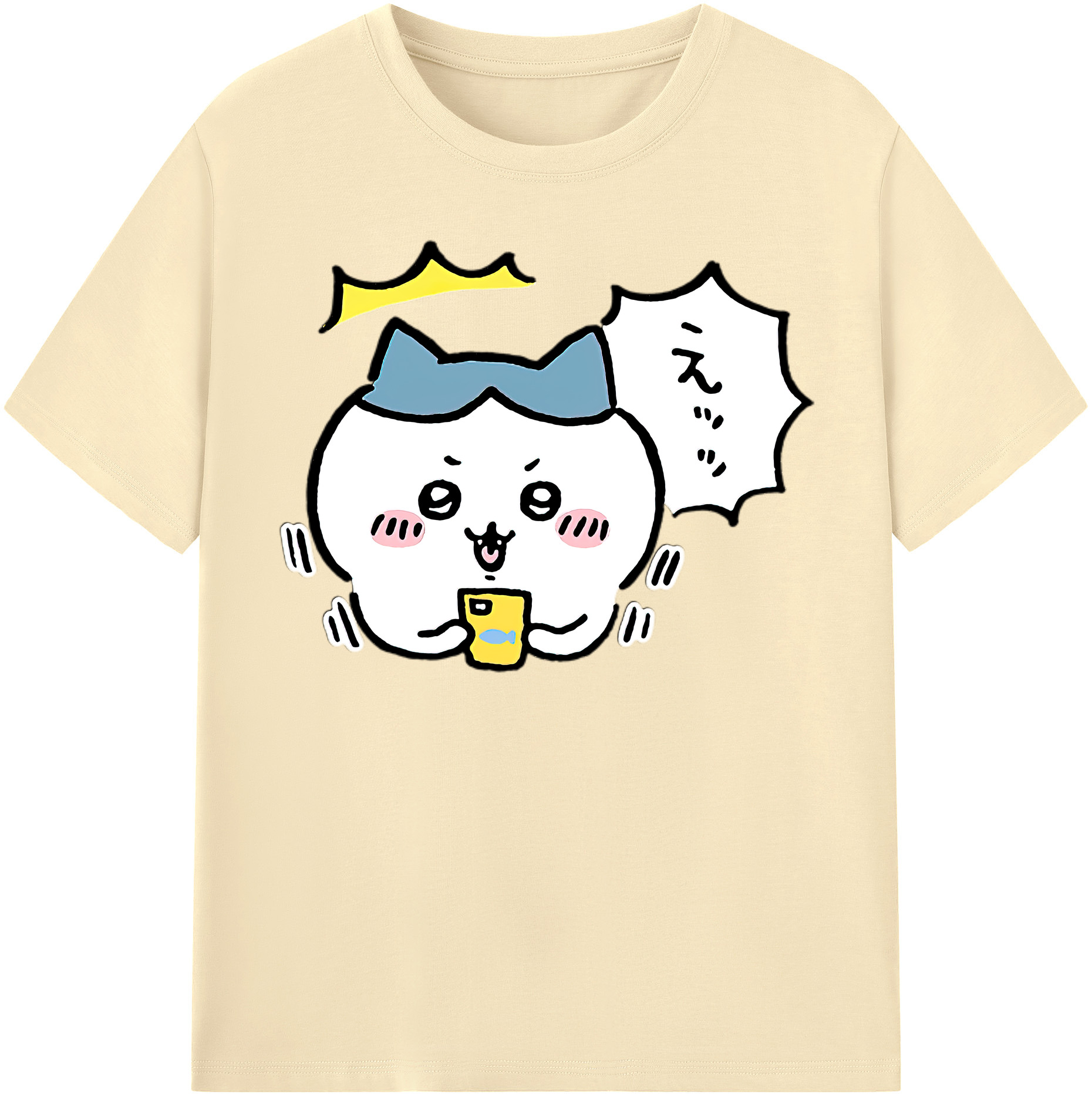 （画像用） ちいかわ ハチワレ Chii-kawa hachiware 綿100％半袖Tシャツ（フロントプリント）