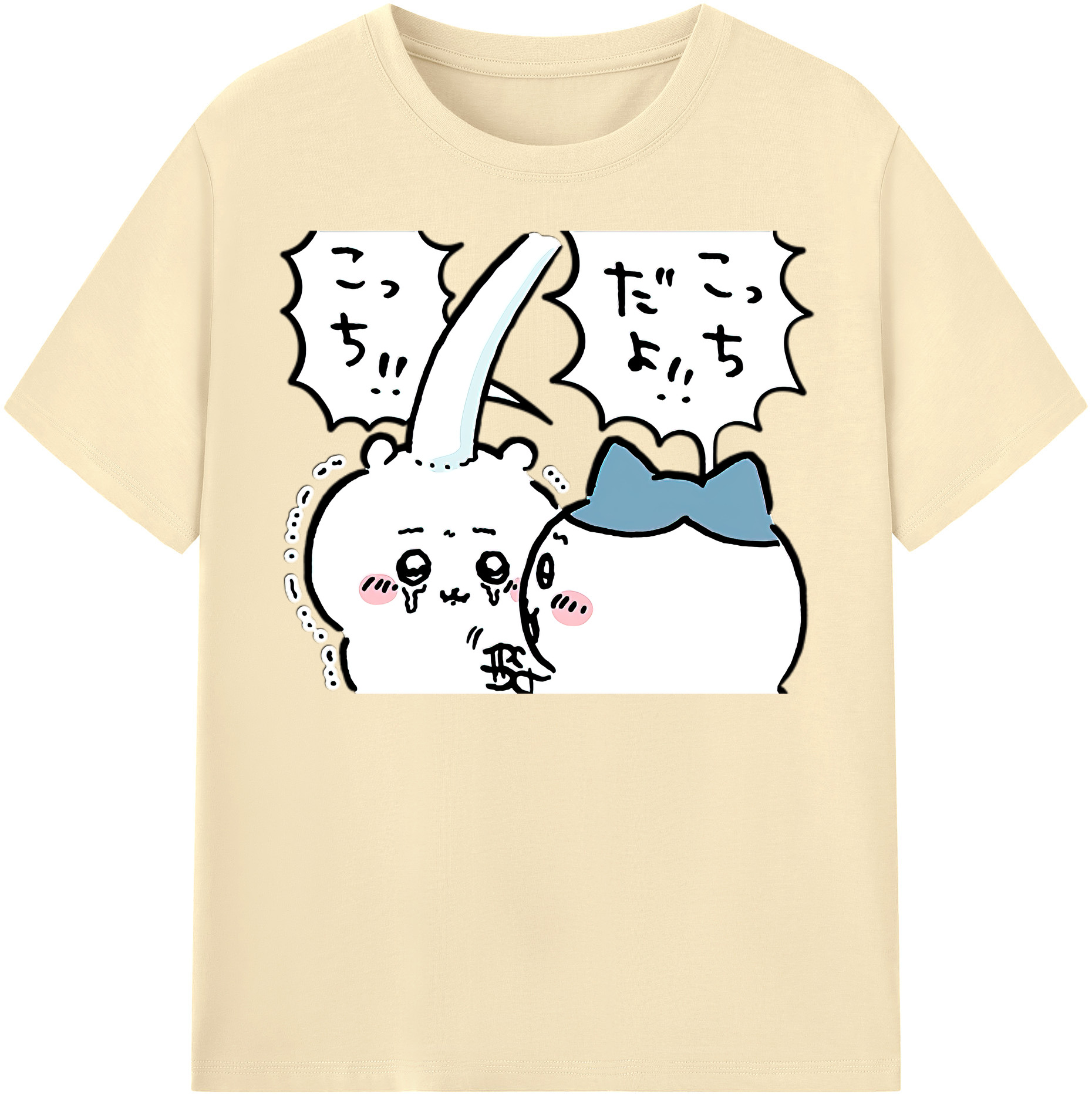 （画像用） ちいかわ ハチワレ Chii-kawa hachiware 綿100％半袖Tシャツ（フロントプリント）
