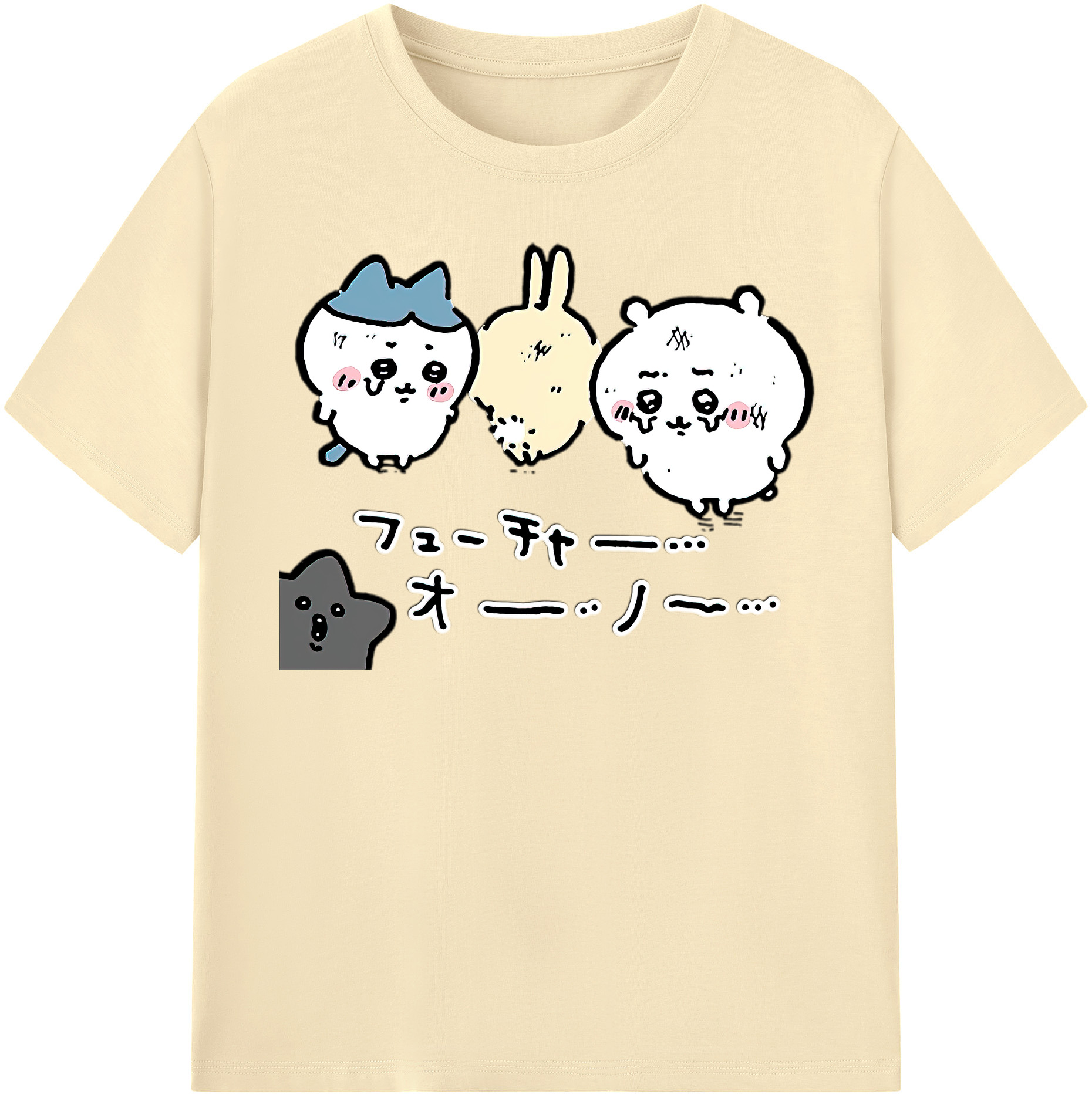 （画像用） ちいかわ ハチワレ Chii-kawa hachiware 綿100％半袖Tシャツ（フロントプリント）