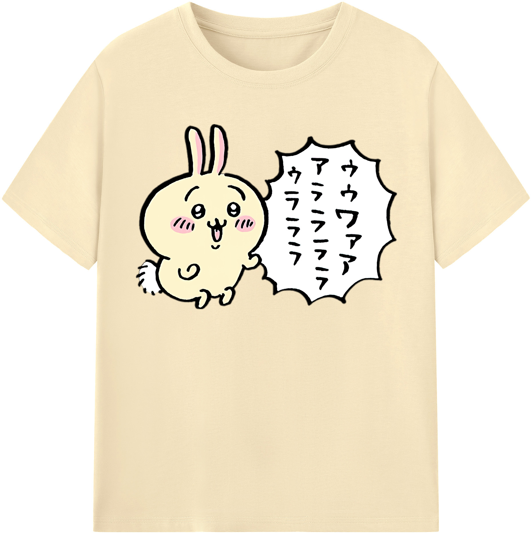 （画像用） ちいかわ うさぎ Chii-kawa usagi 綿100％半袖Tシャツ（フロントプリント）
